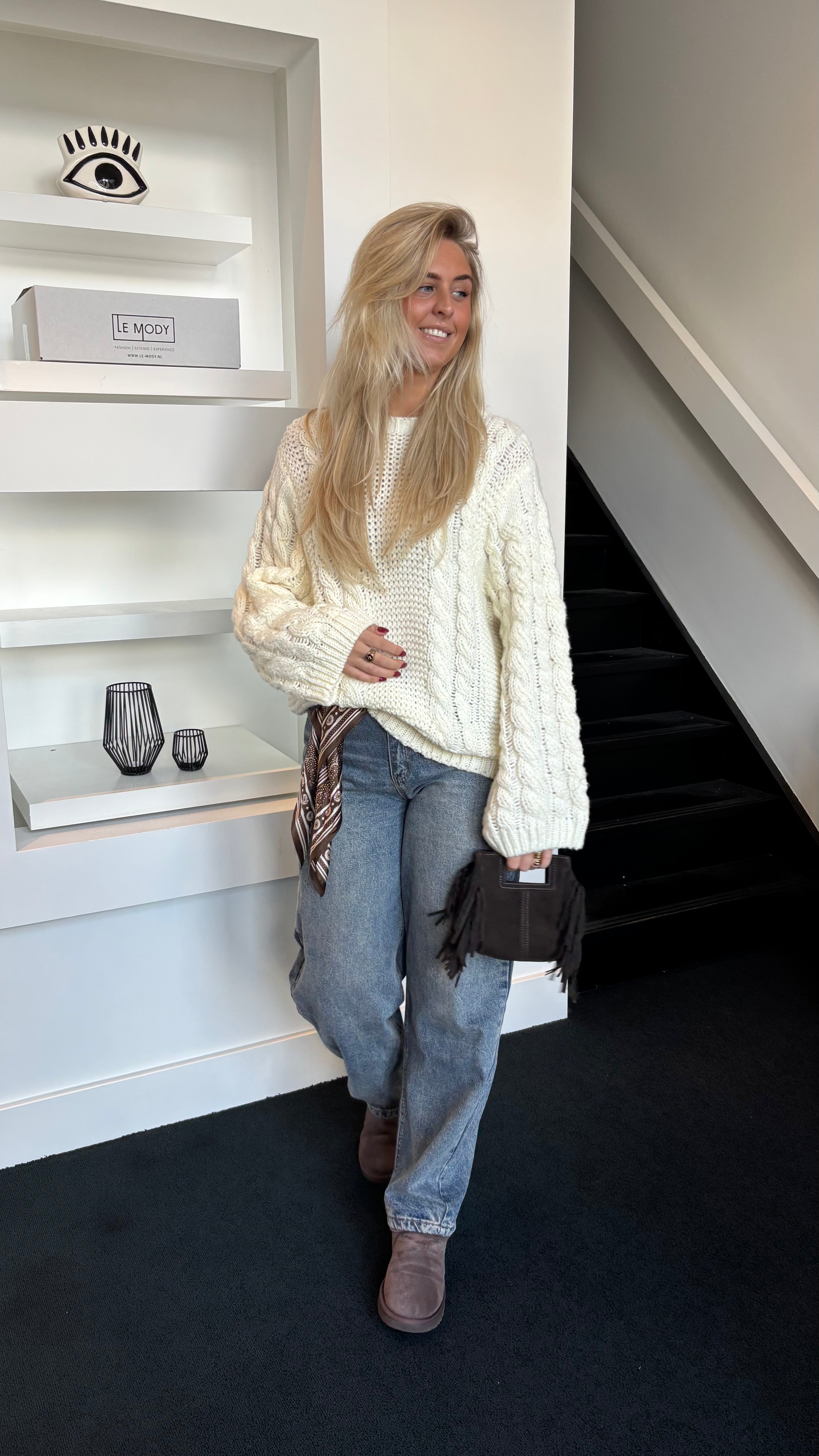 Cable Knit Sweater Off White 5058