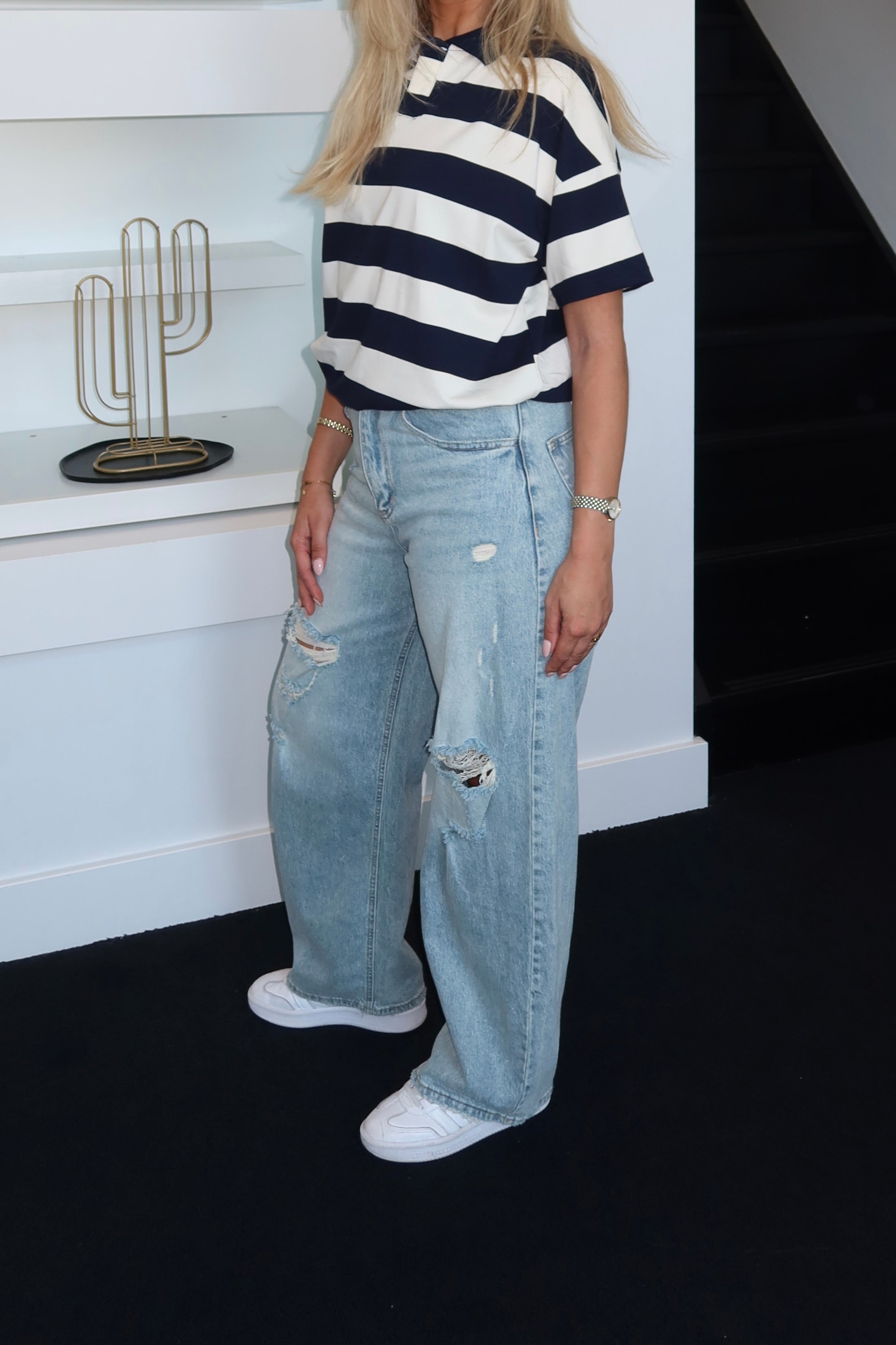 SeeSee Fold Over Ripped Jeans A5224