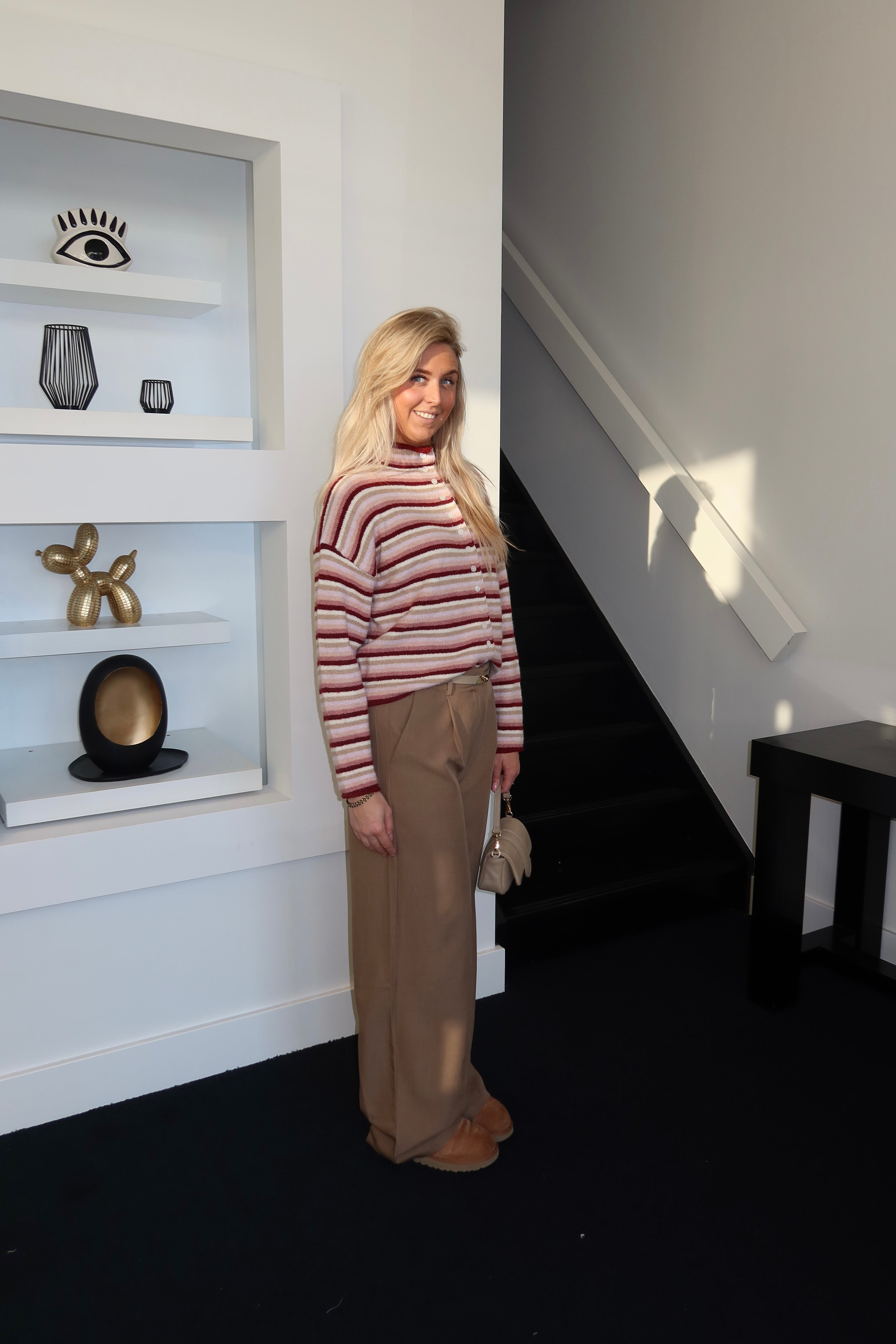 Striped Cardigan Bordeaux 122