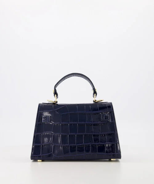 Kella Leather Bag Croco Navy