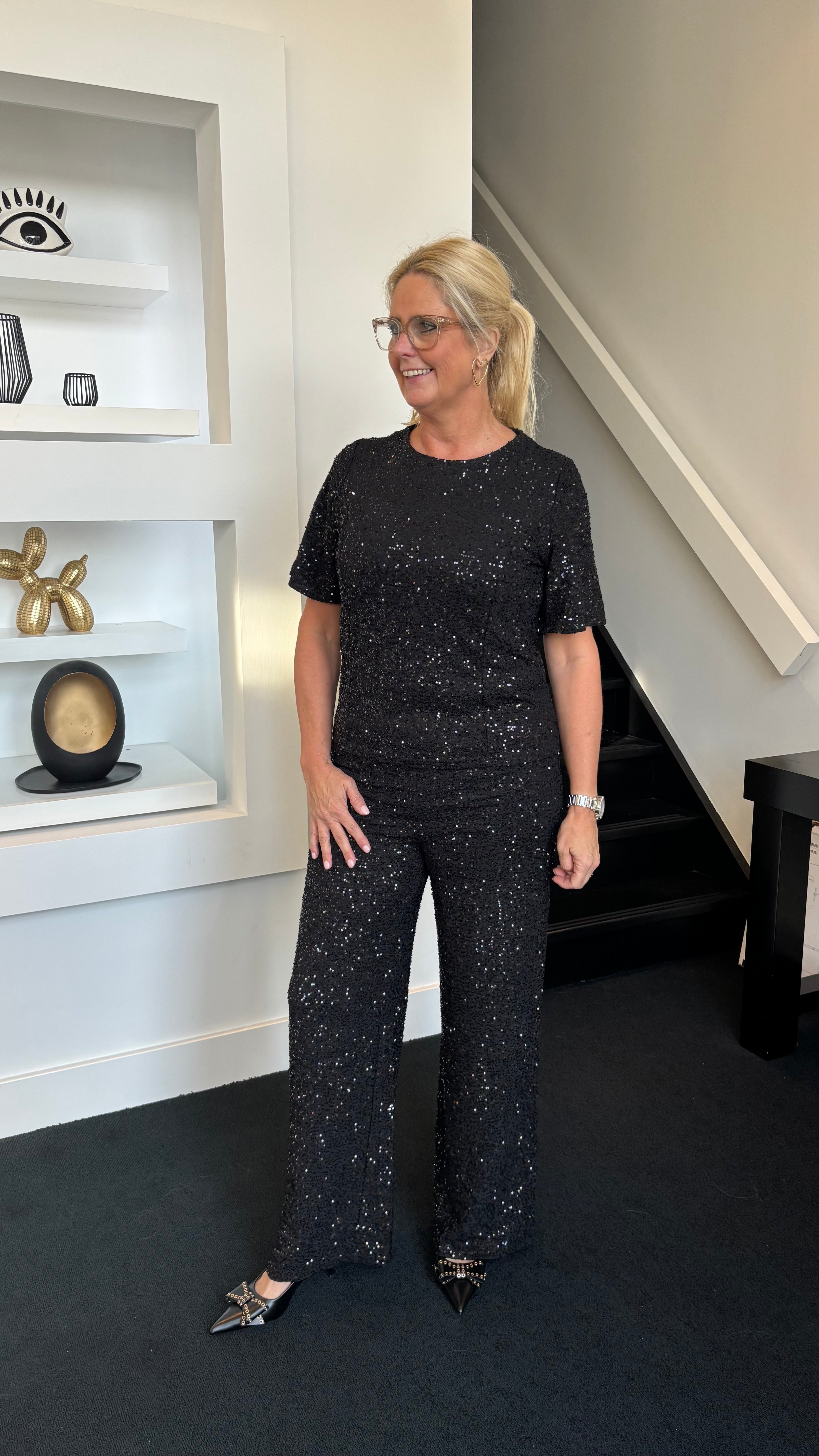 Glitter Black Top 7091