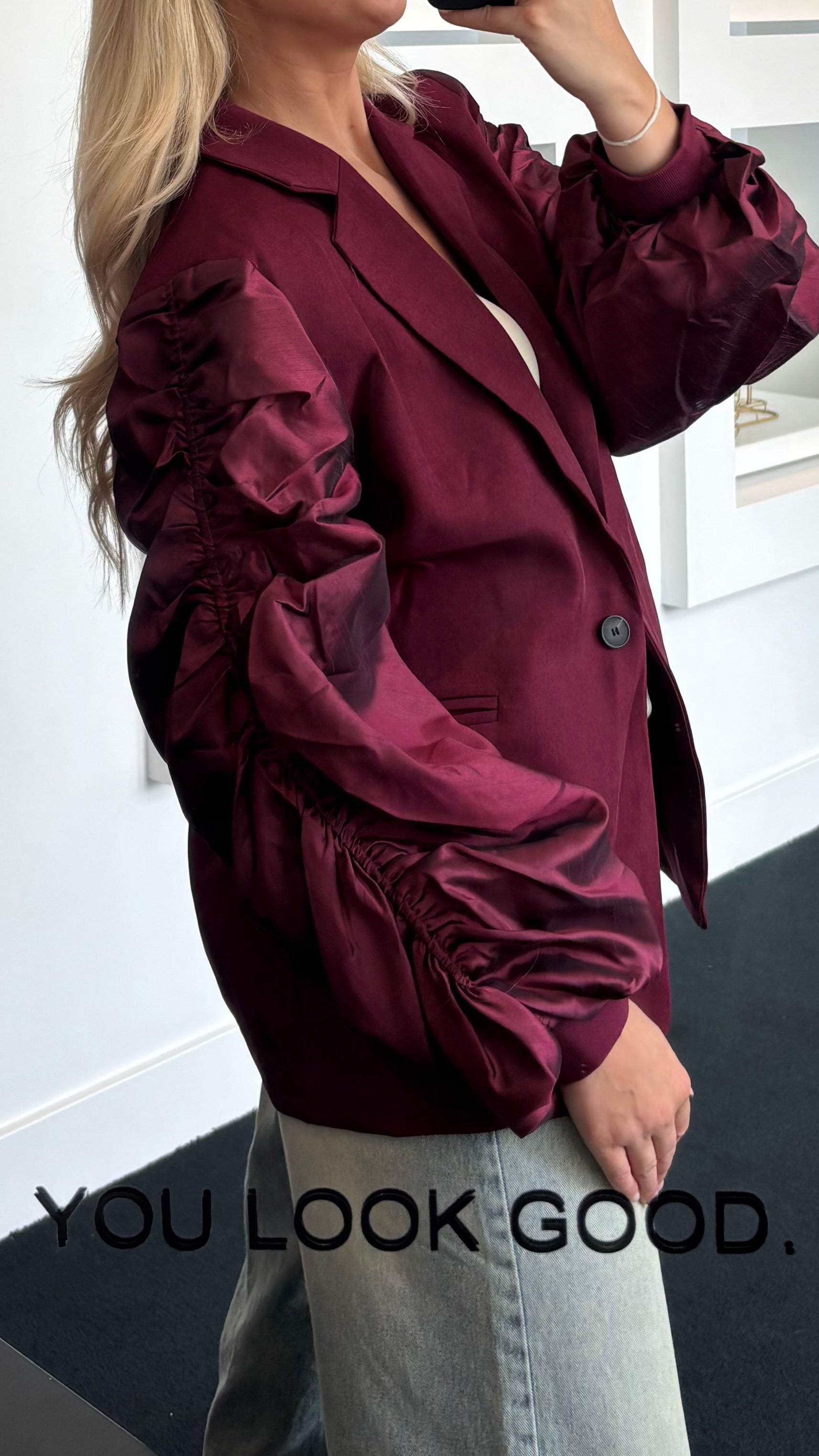 Maeve Bomber Blazer Burgundy