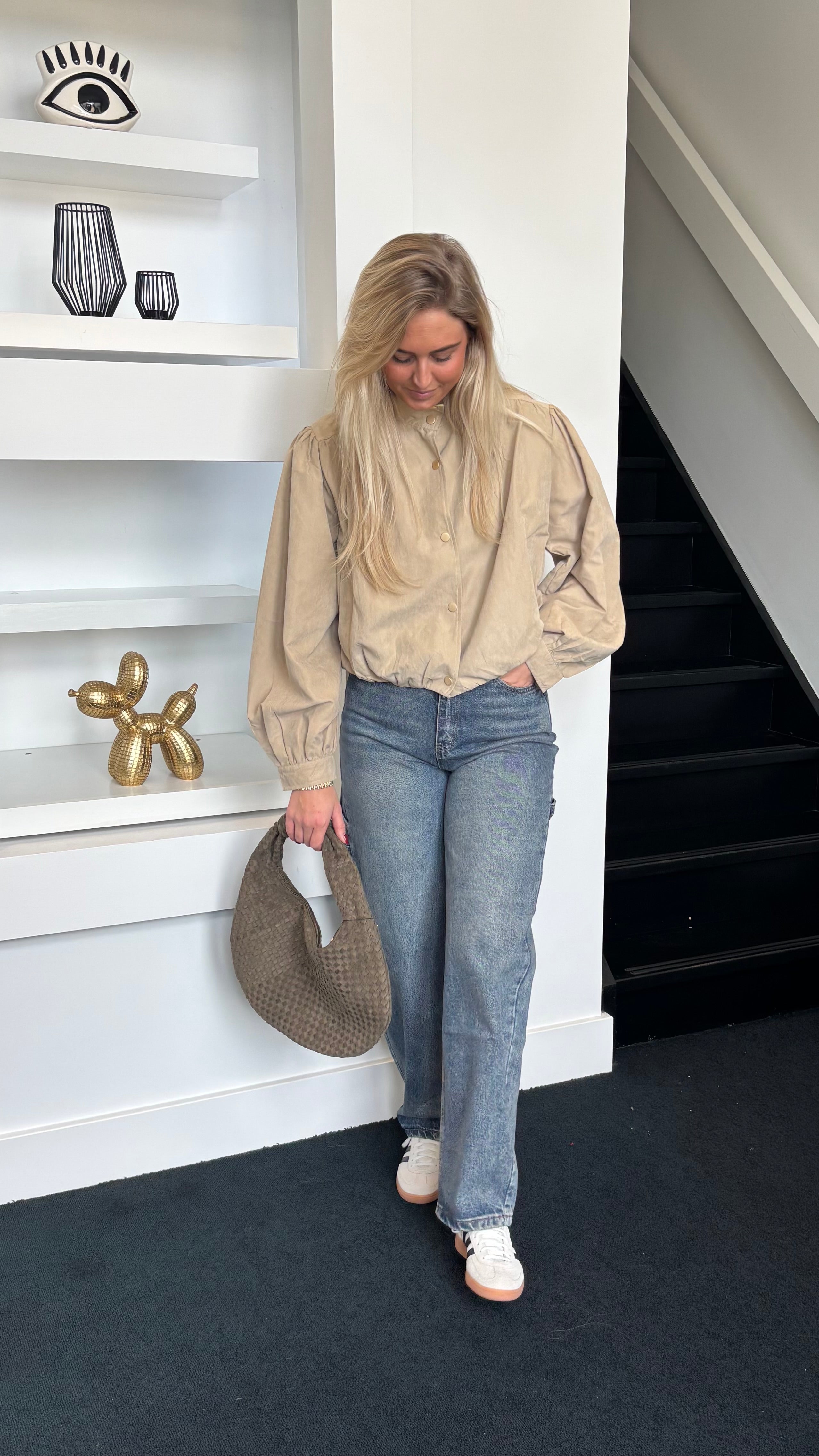 Luxe Suede Bomber Beige