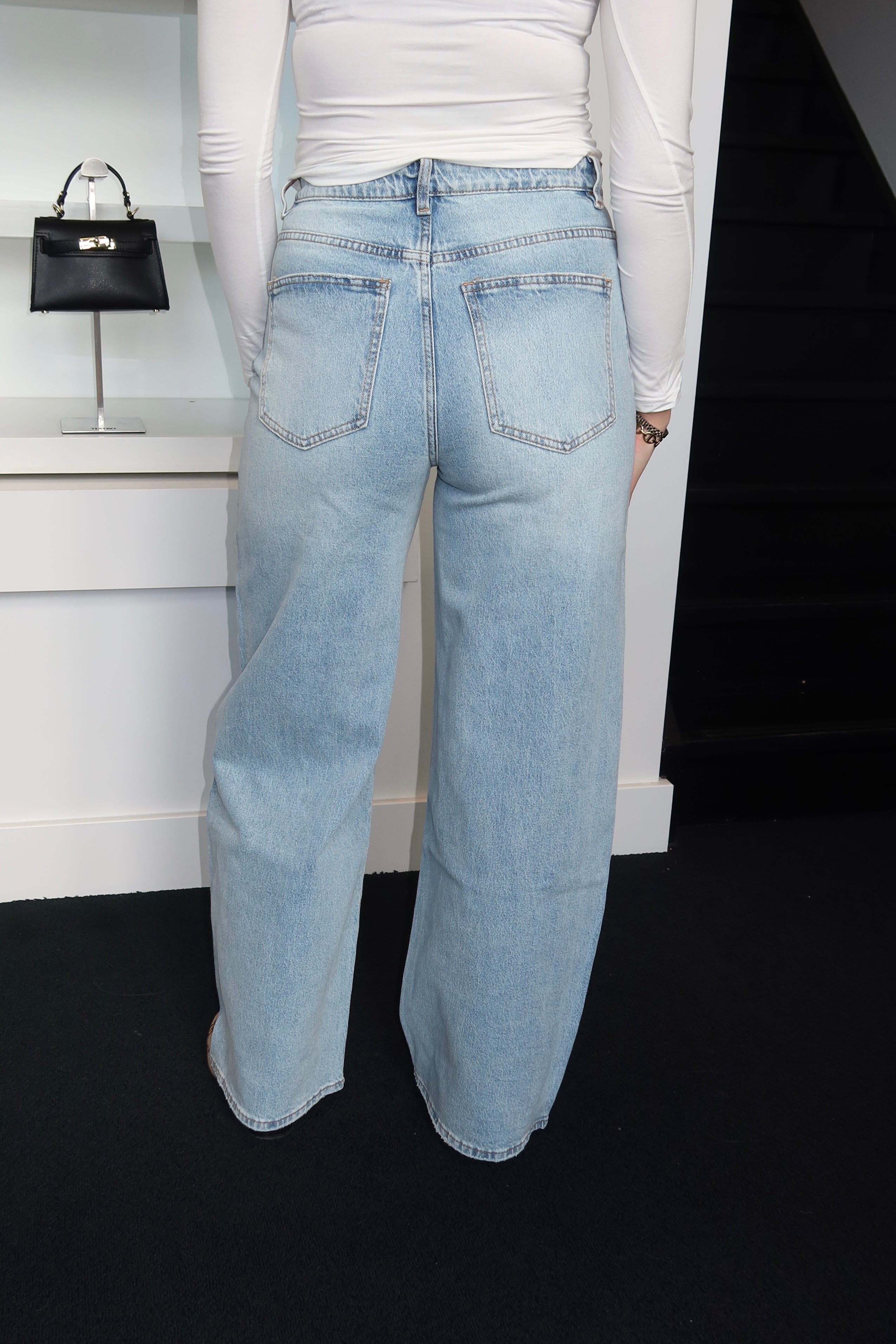 Crossover Wide Leg Jeans Denim Blue 6037-1
