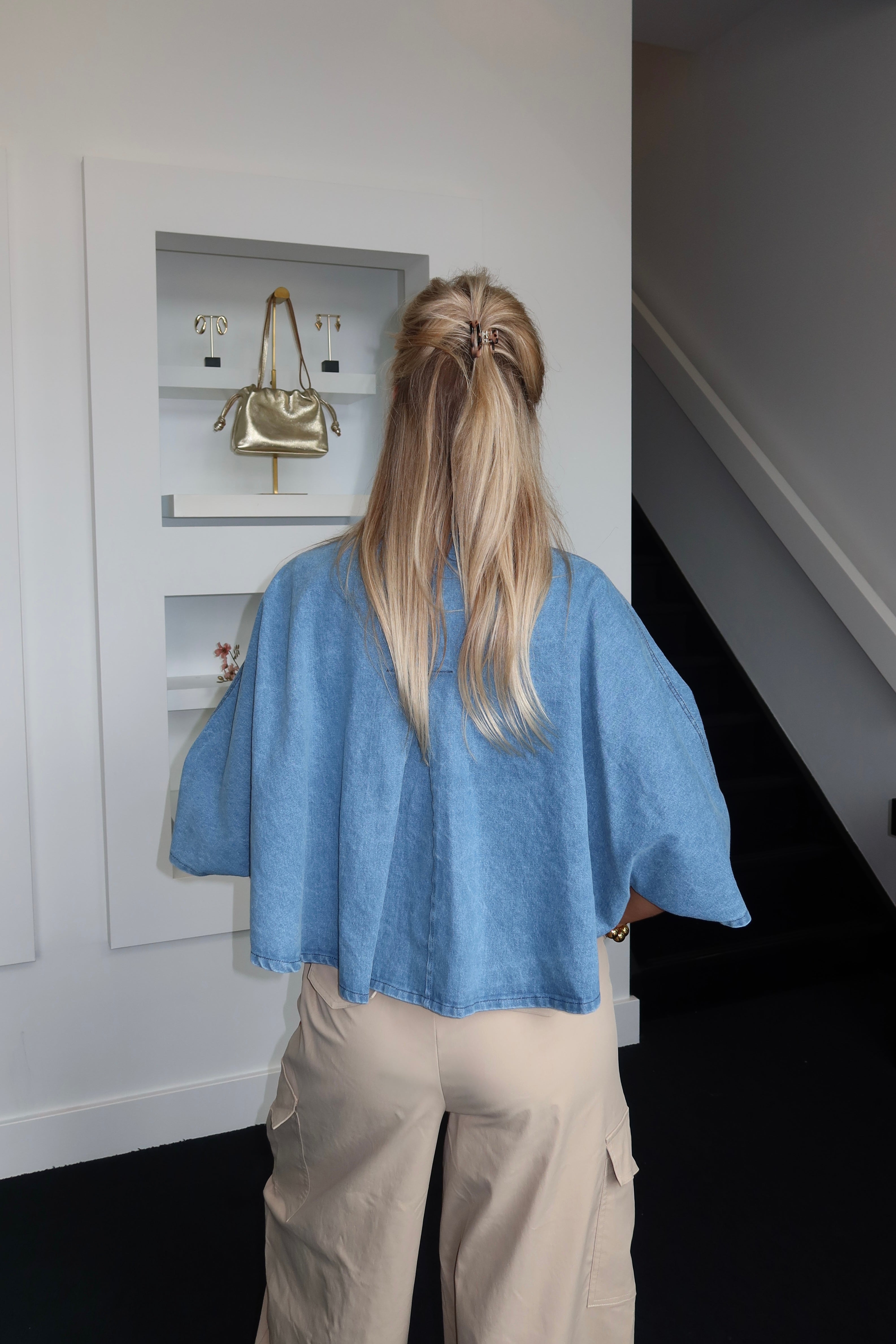 Harper Denim Cape Top