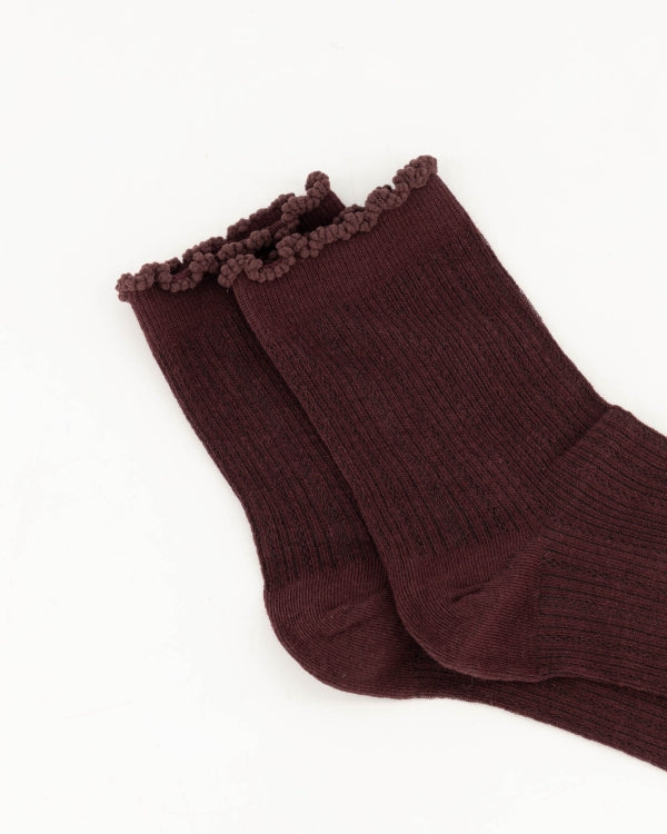 Ruffle Socks Bordeaux