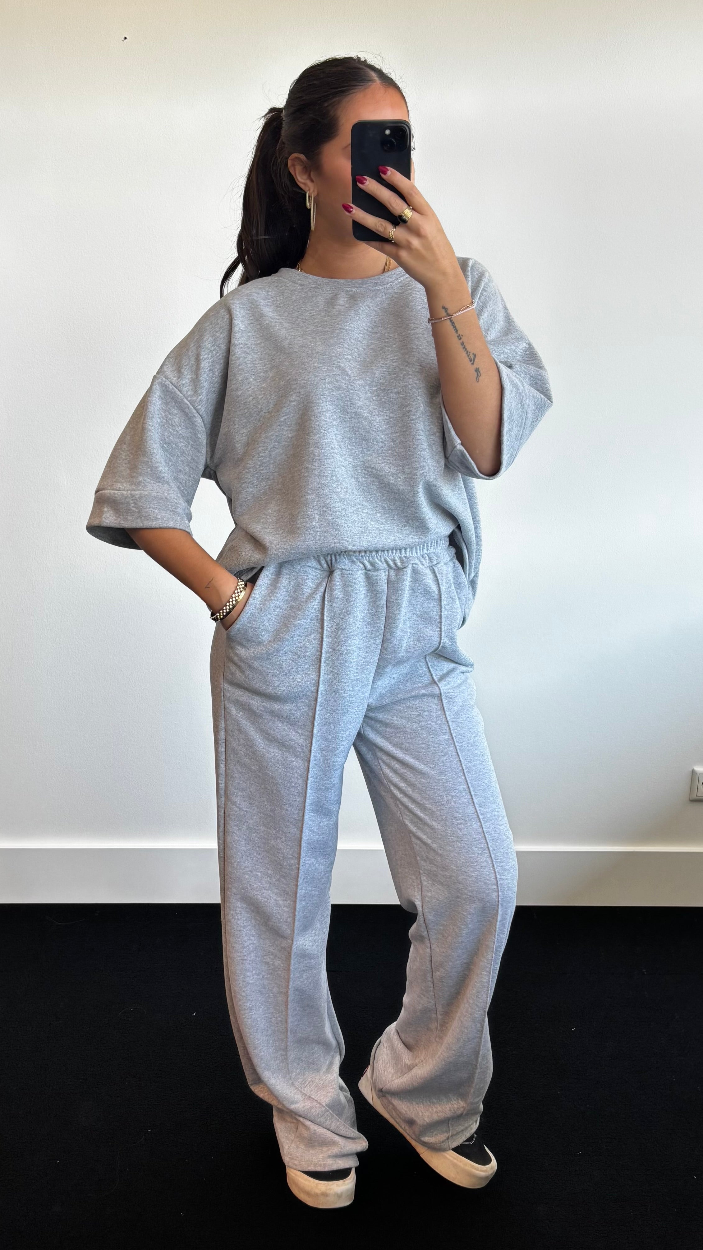 Short Sleeve Jogger Set Grey