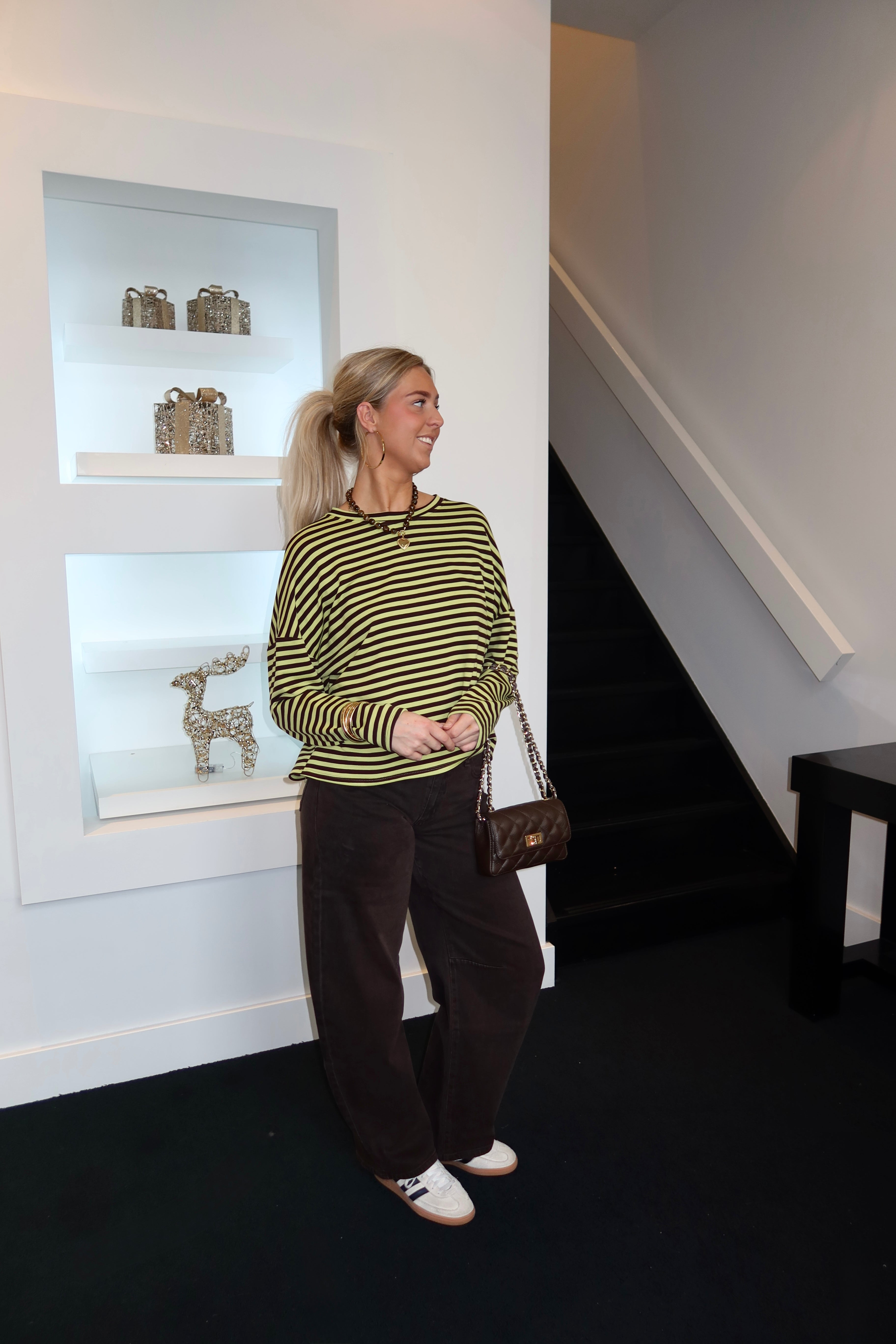 Striped Long Sleeve Choco Mint