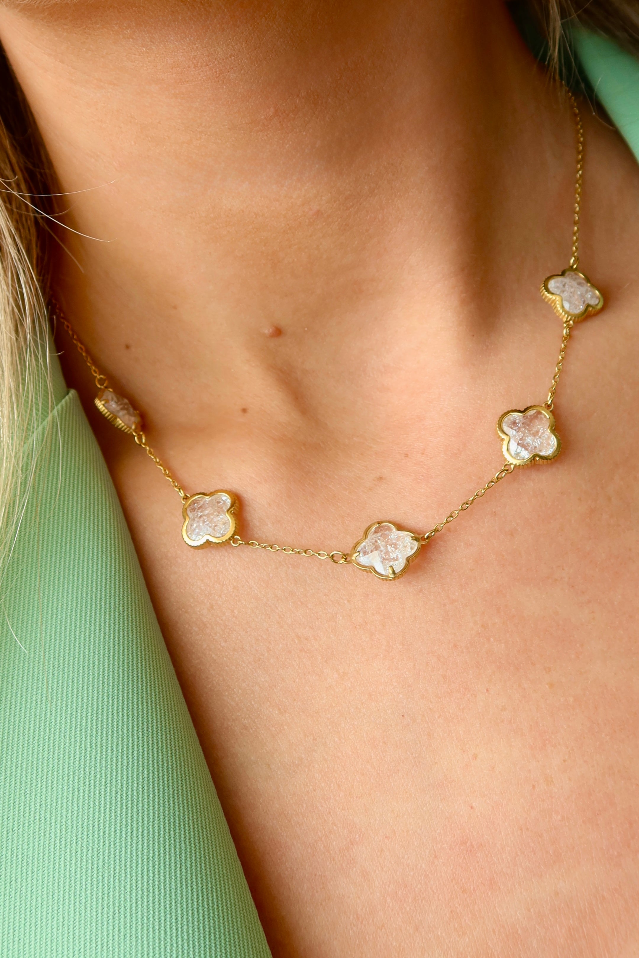 Diamond Clover Necklace Gold