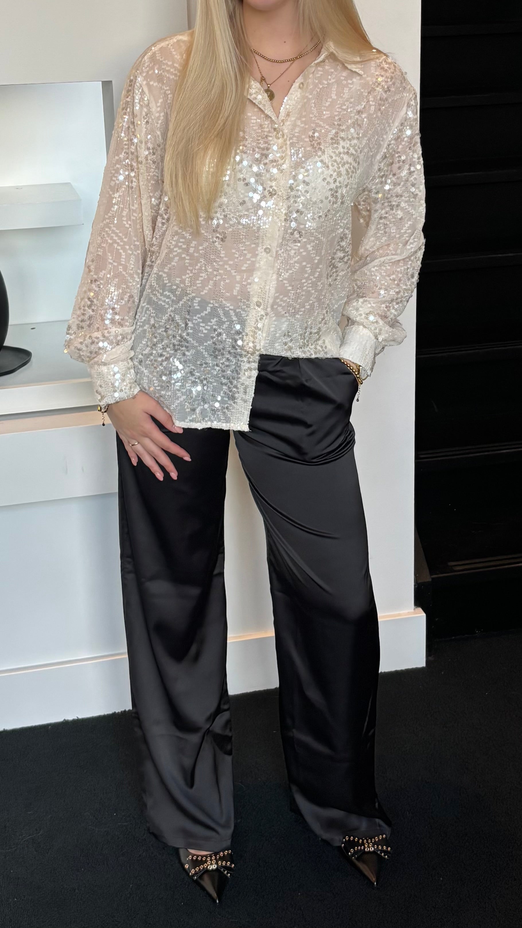 Glitter Blouse Creme 15399
