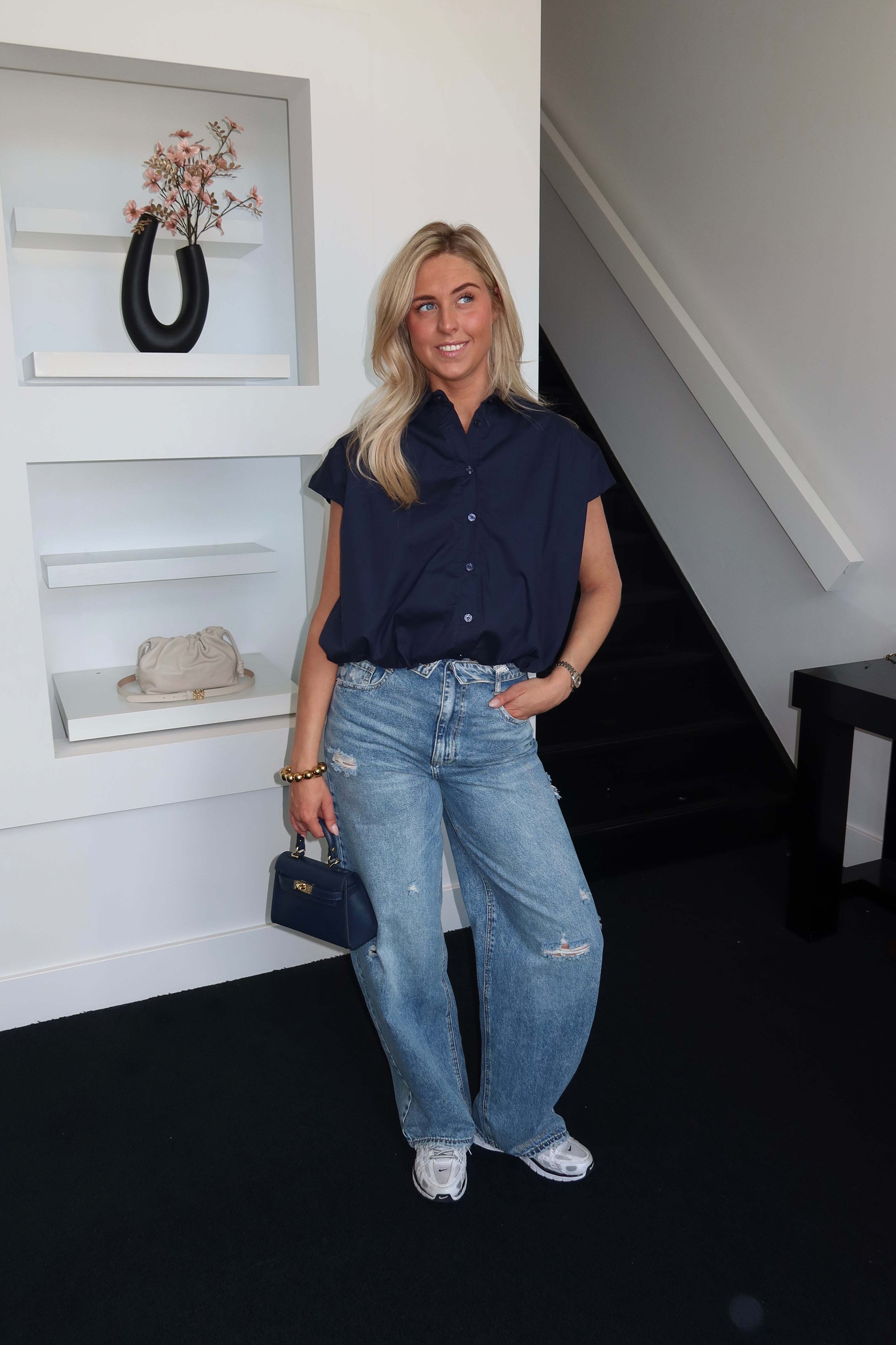 Amé Bomber Blouse Navy