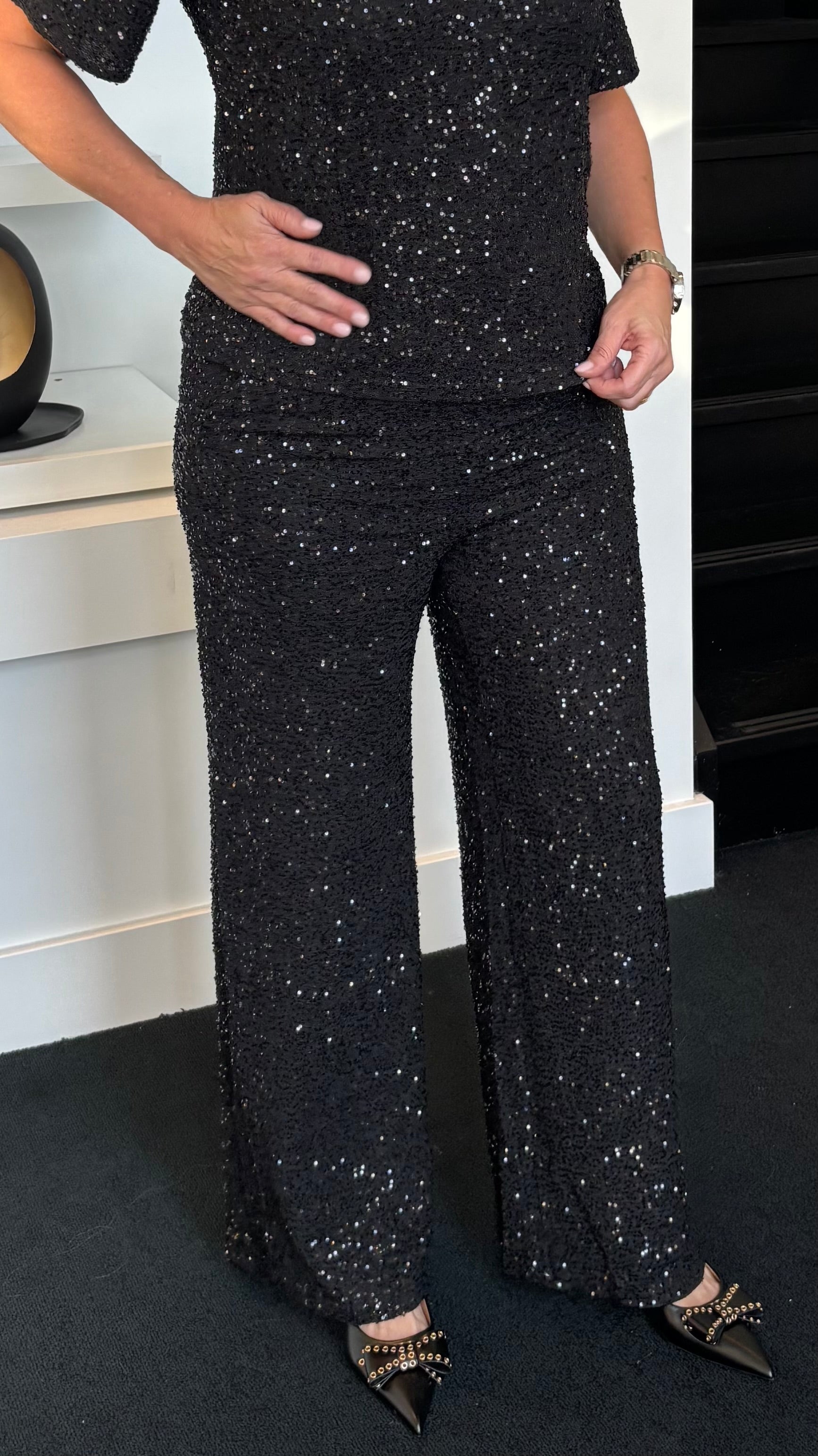 Glitter Black Pants 7092