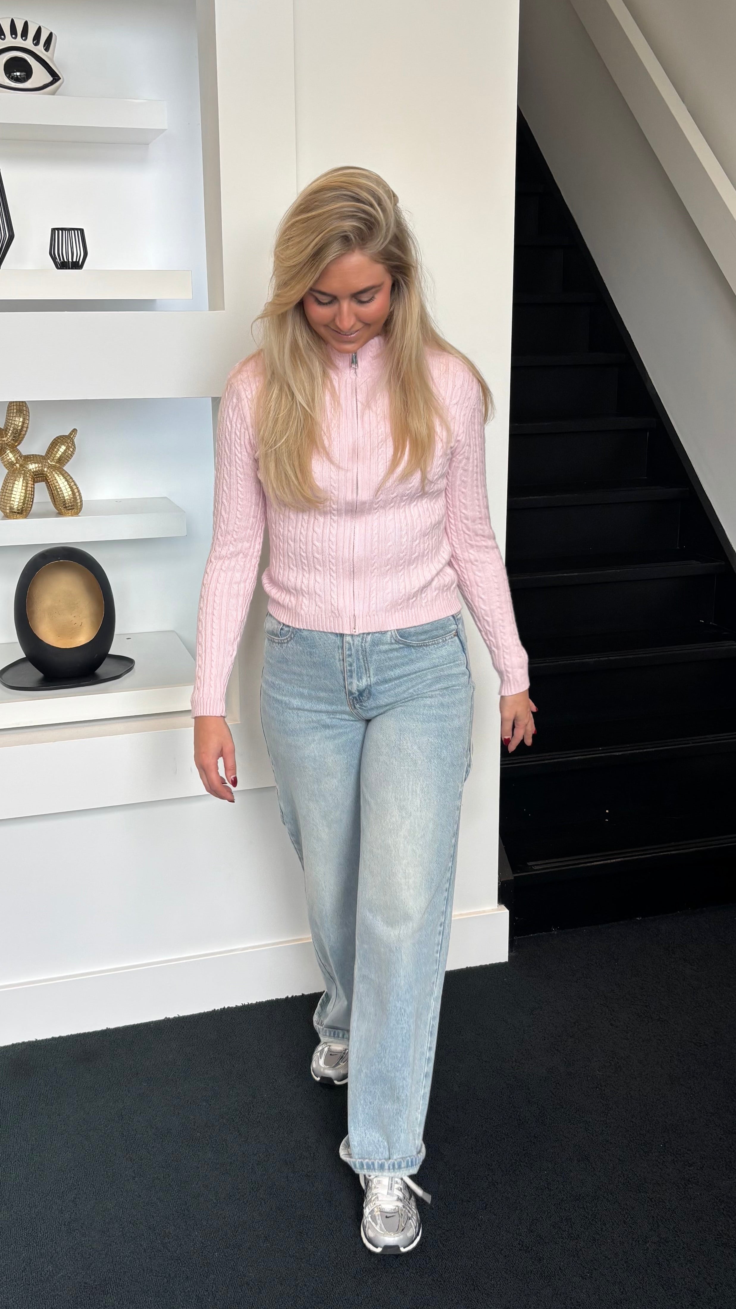 Rosy Cable Knit Pink