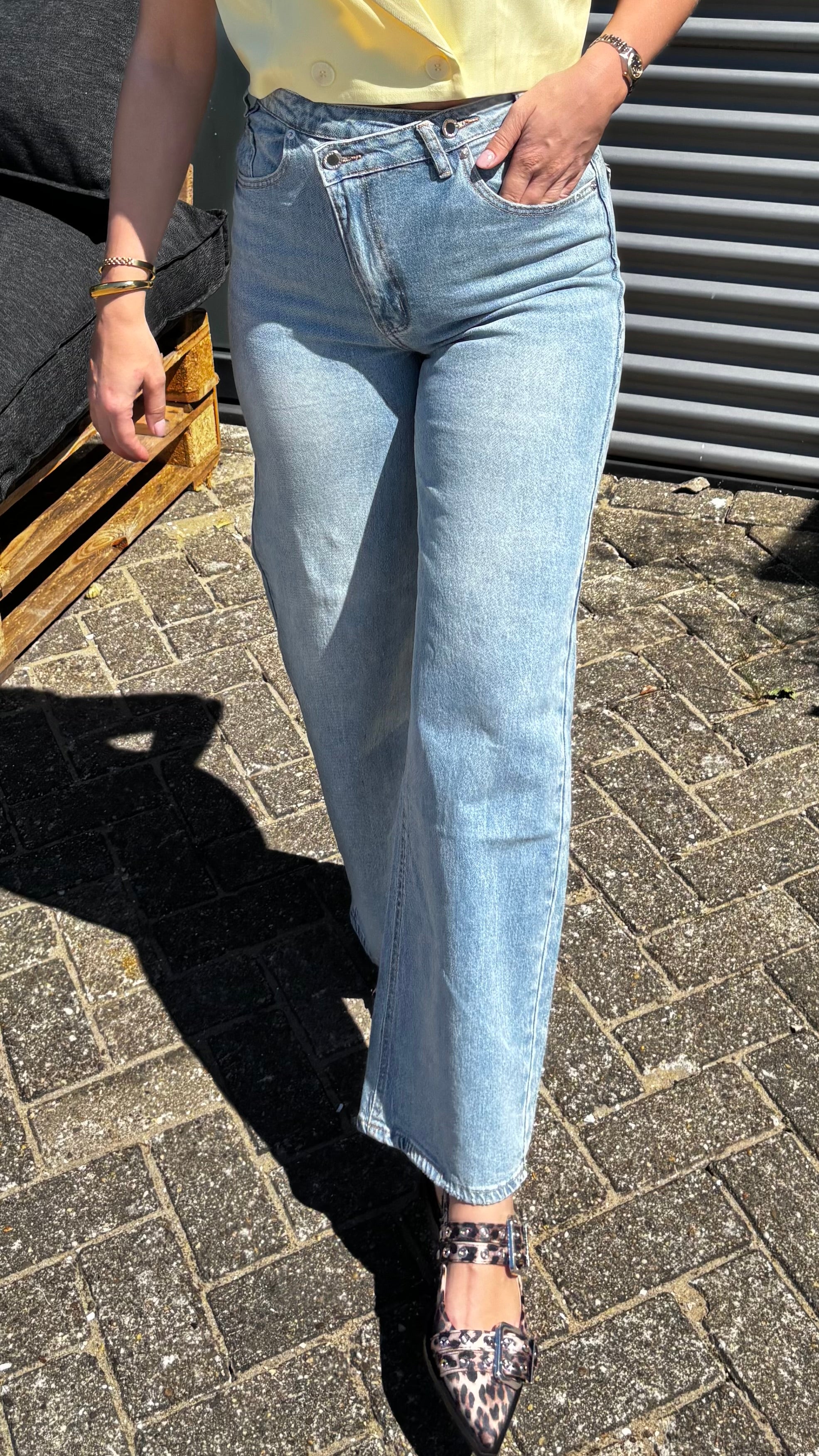 See See Crossed Button Wide Leg Jeans 3390