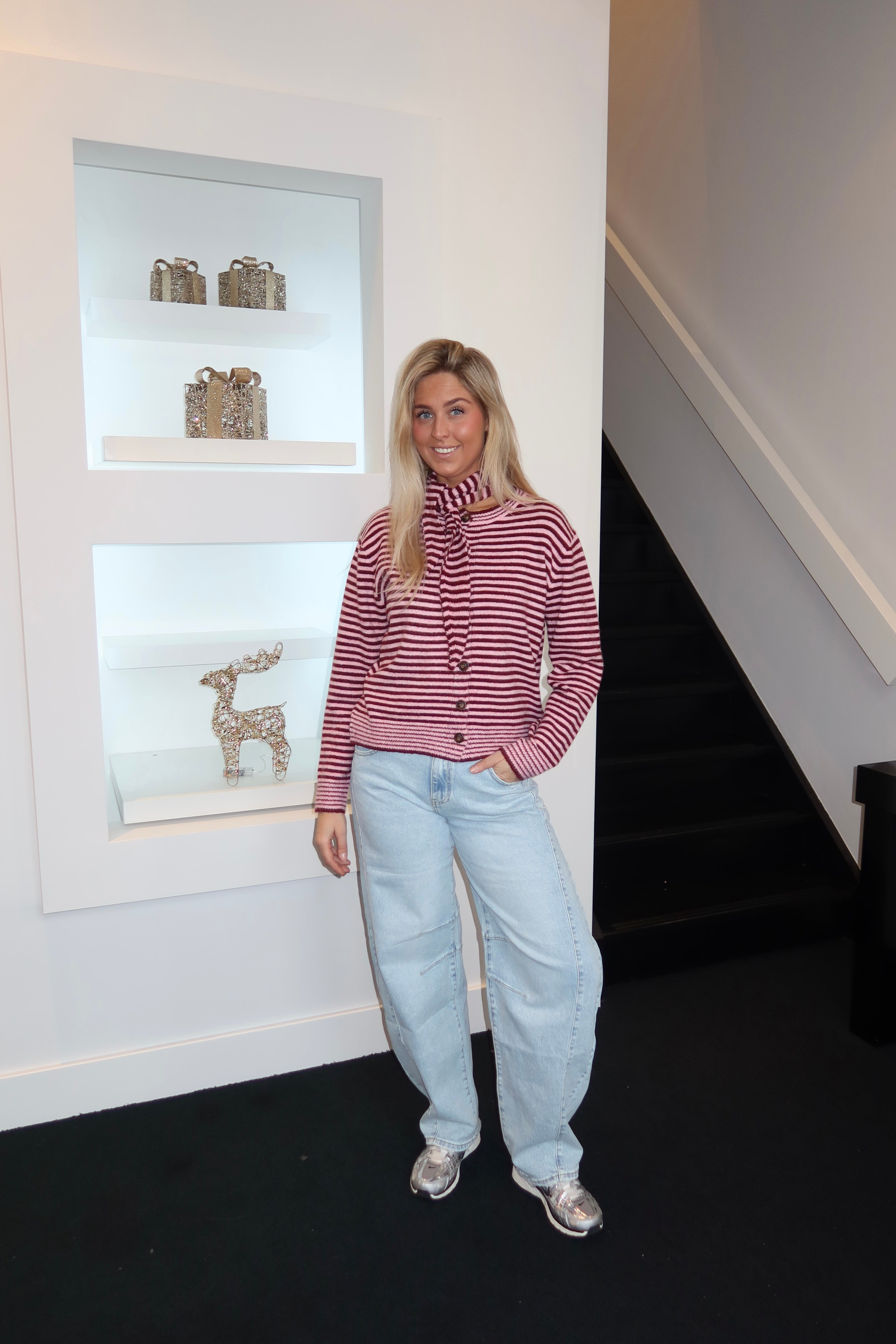 Maroon Pink Scarf Cardigan 7025