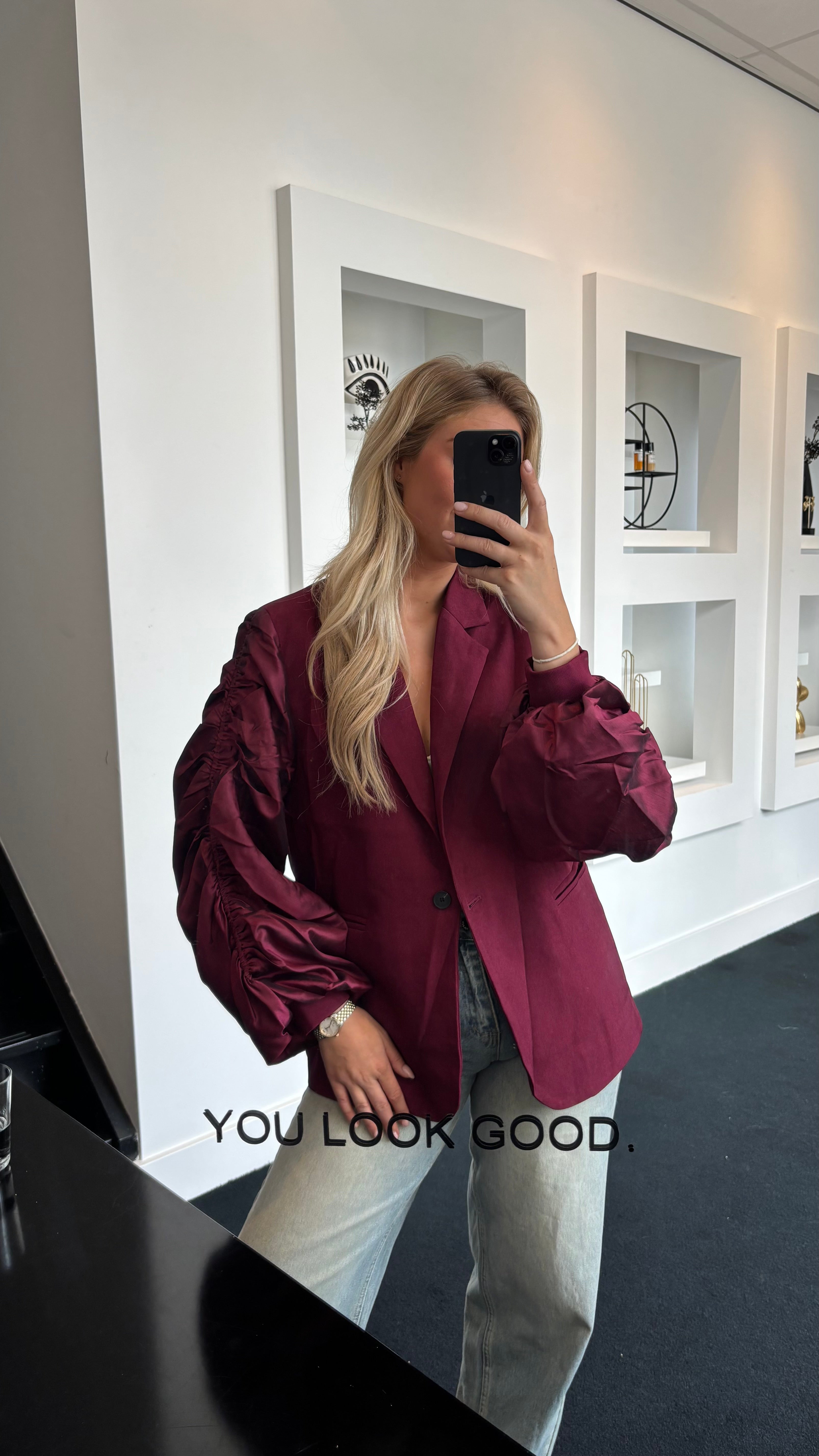 Maeve Bomber Blazer Burgundy