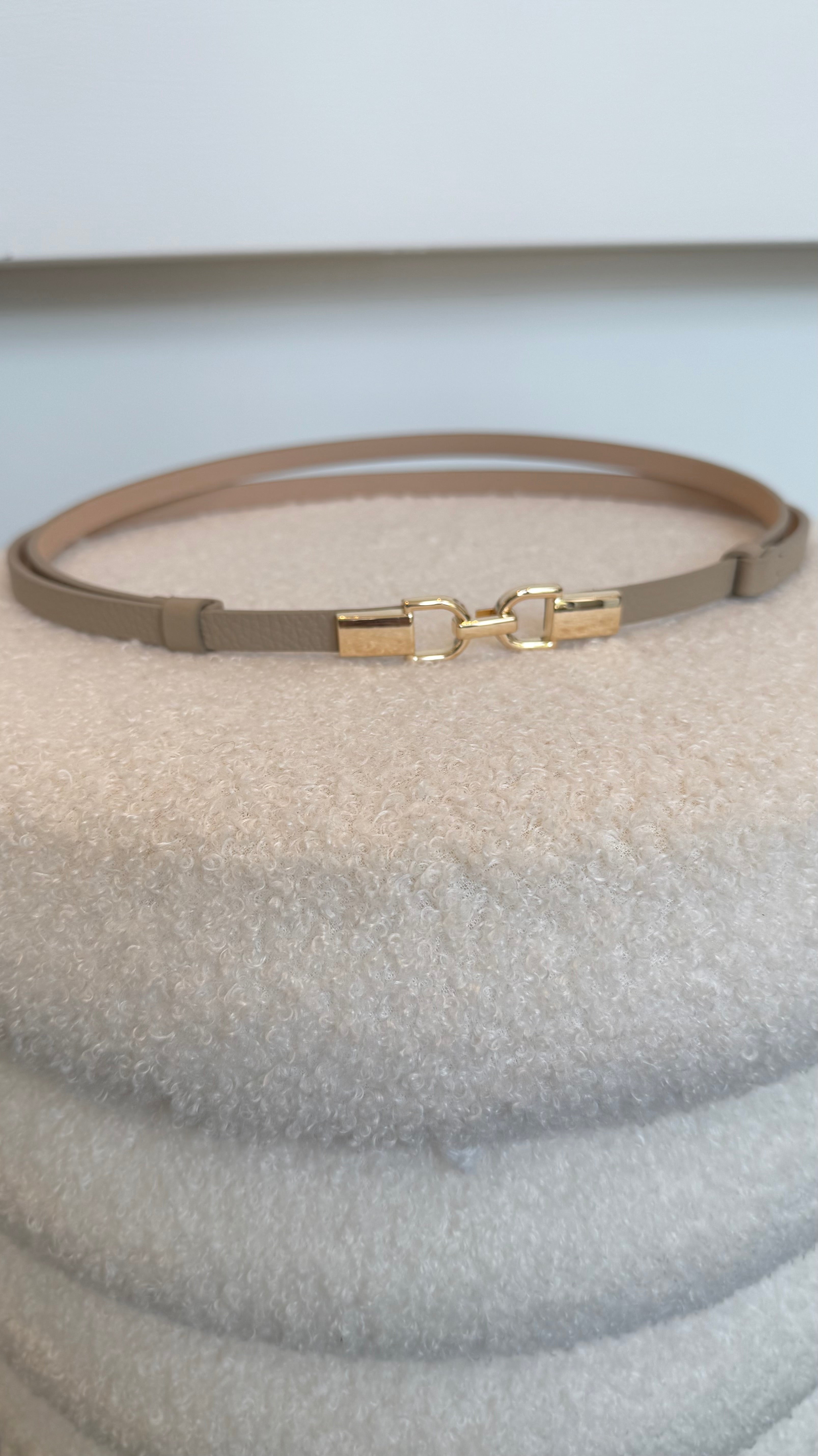 Small Real Leather Belt Taupe