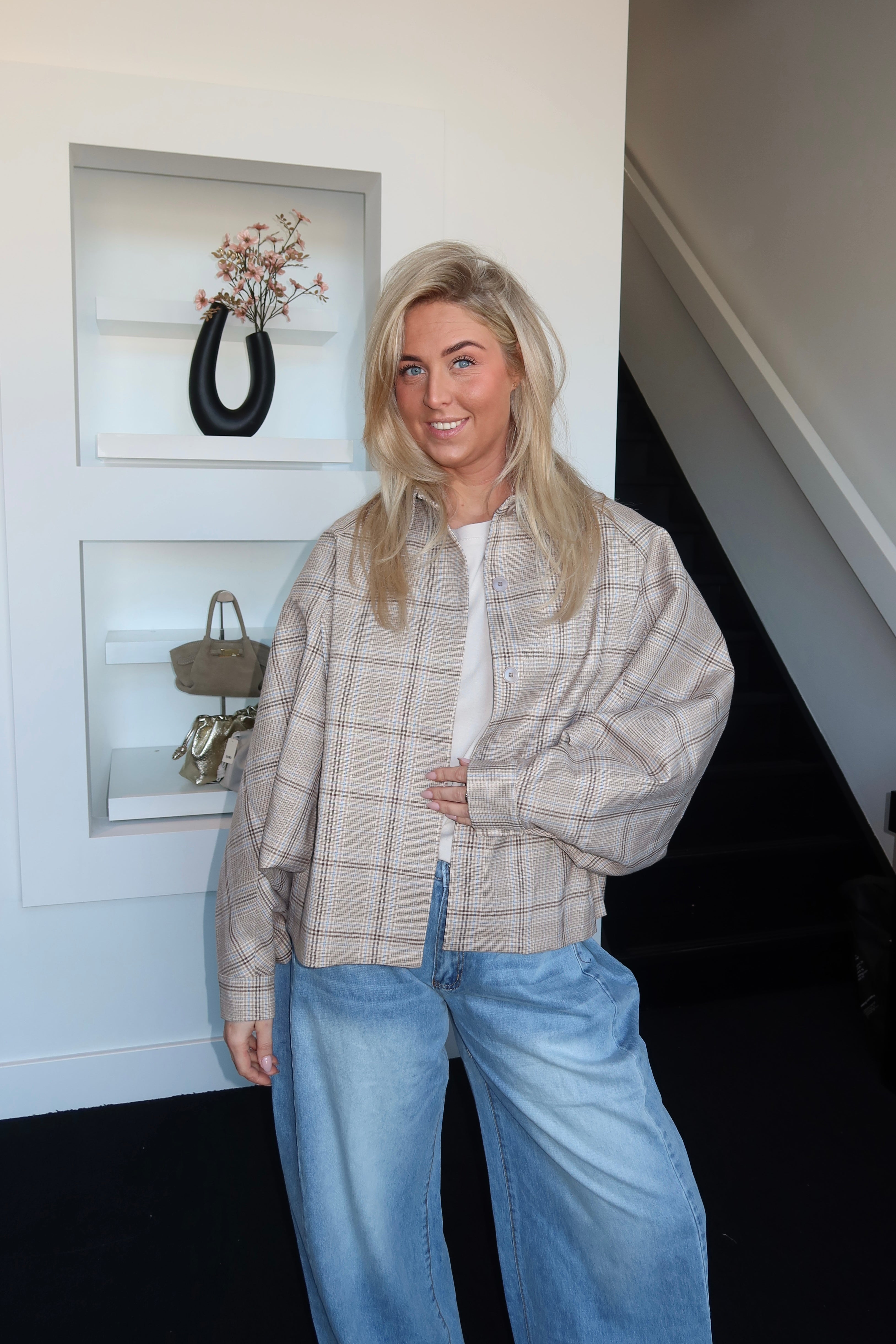 Eli Jacket Khaki Plaid