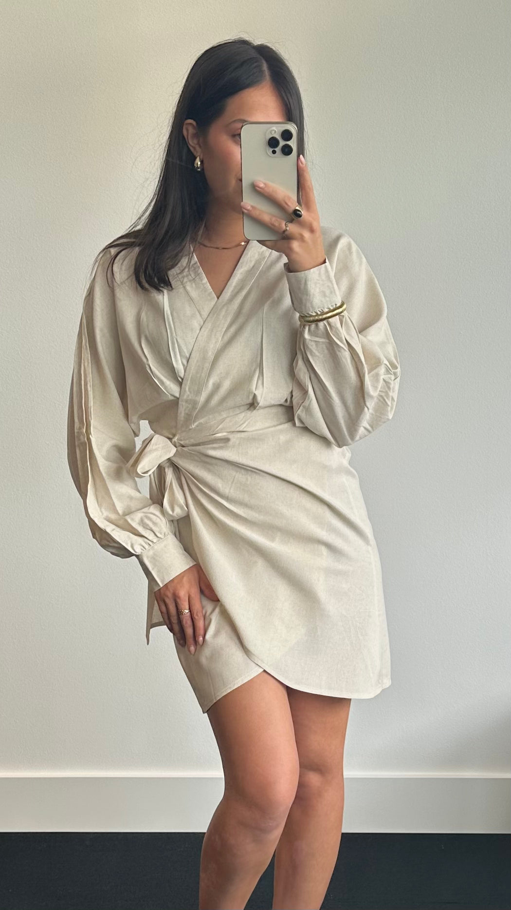 Santorini Linnen Beach Dress Beige 11231
