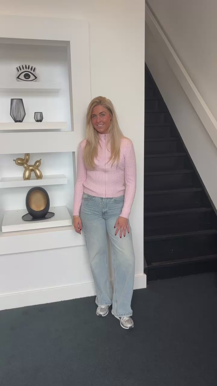 Rosy Cable Knit Pink