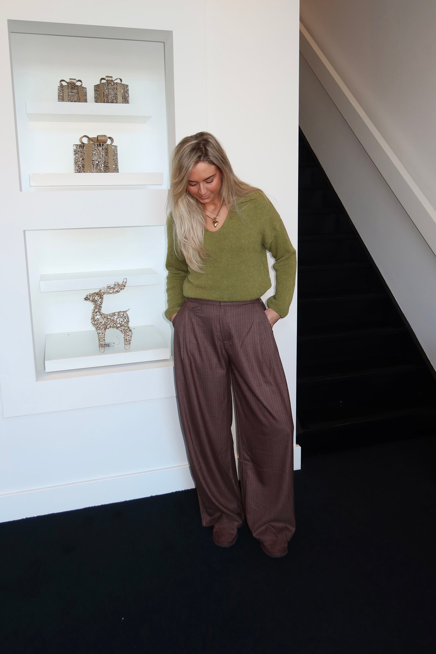 Lyke Striped Pantalon Taupe (Tall Girl)