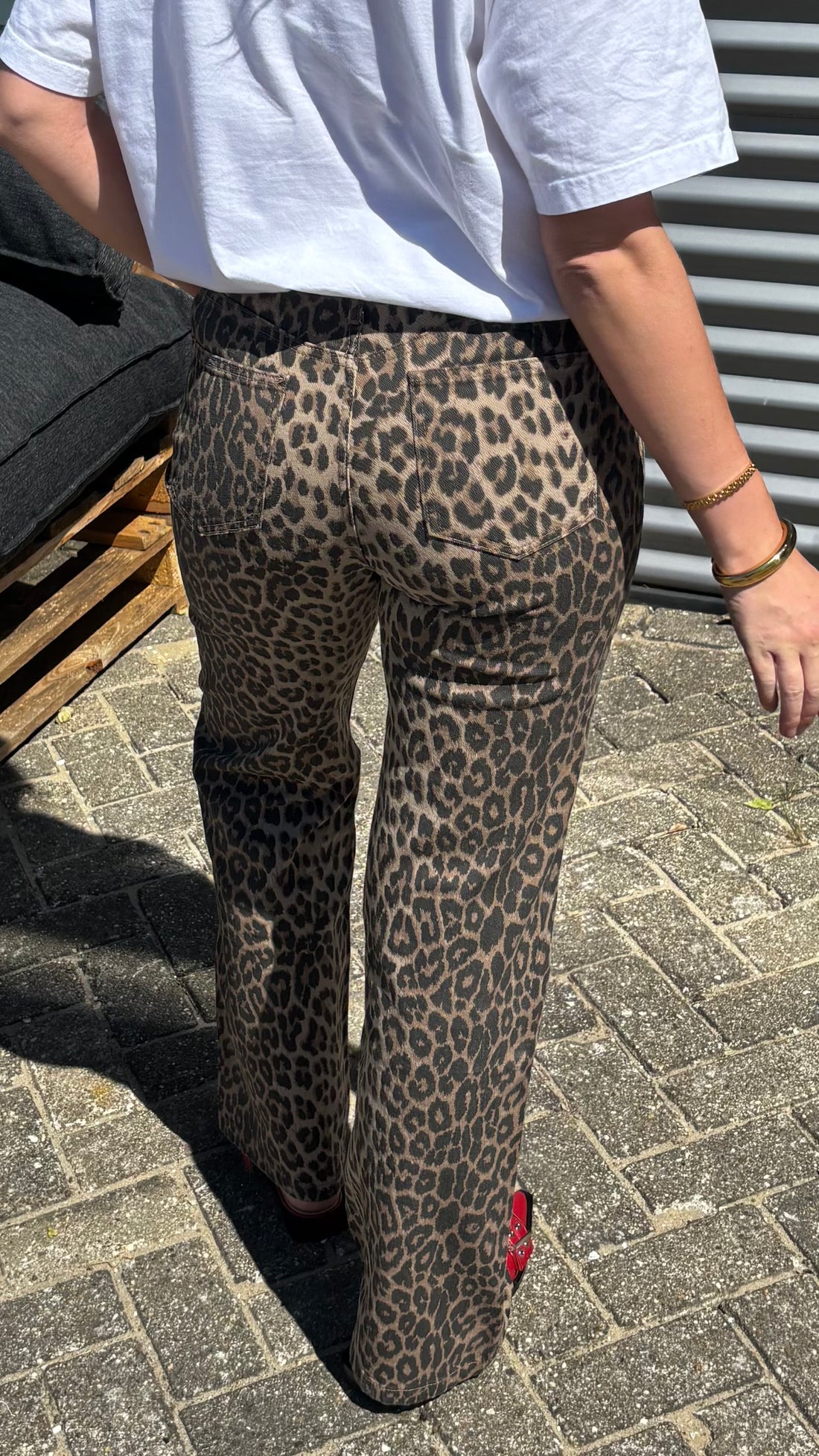 Leopard Full Length Wide Leg Jeans 543