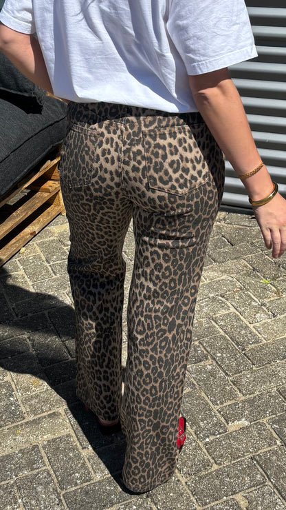 Leopard Full Length Wide Leg Jeans 543
