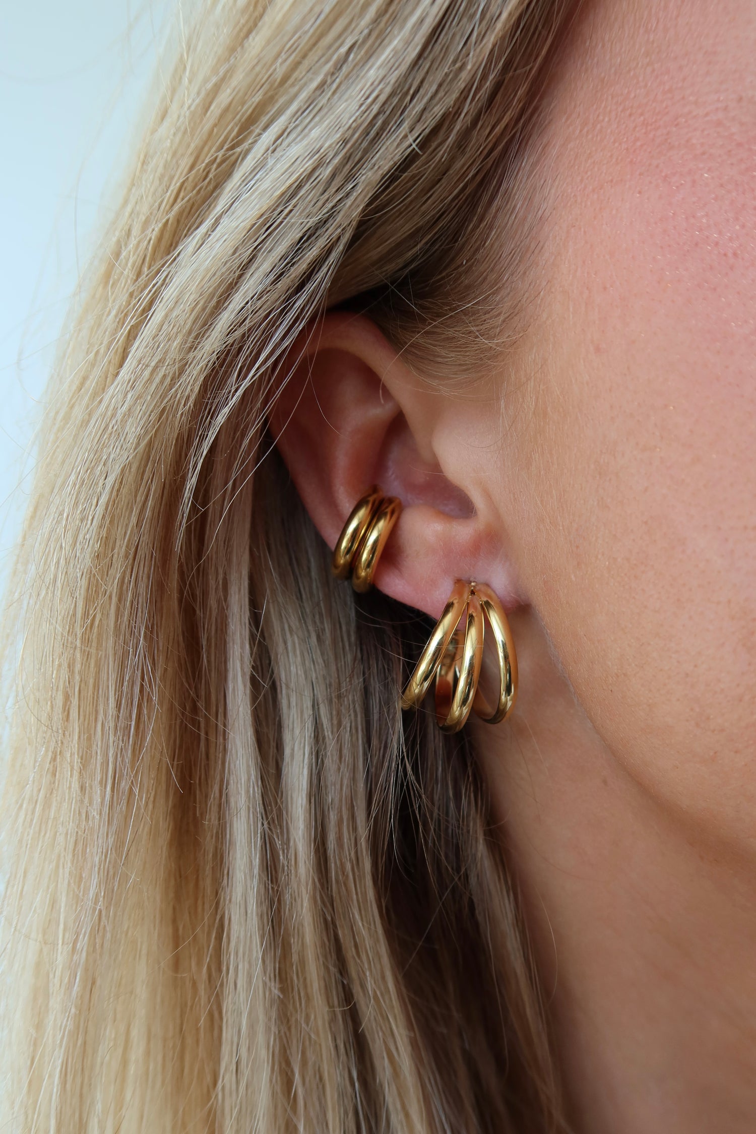 Triple Hoops Gold
