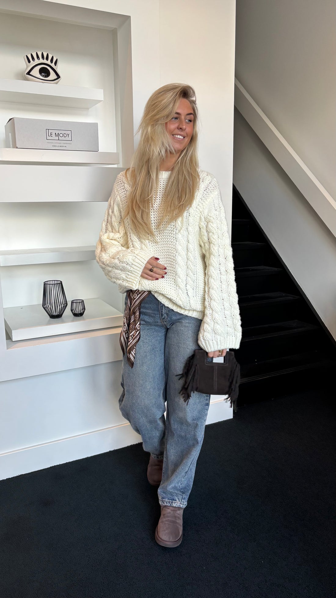 Cable Knit Sweater Off White 5058