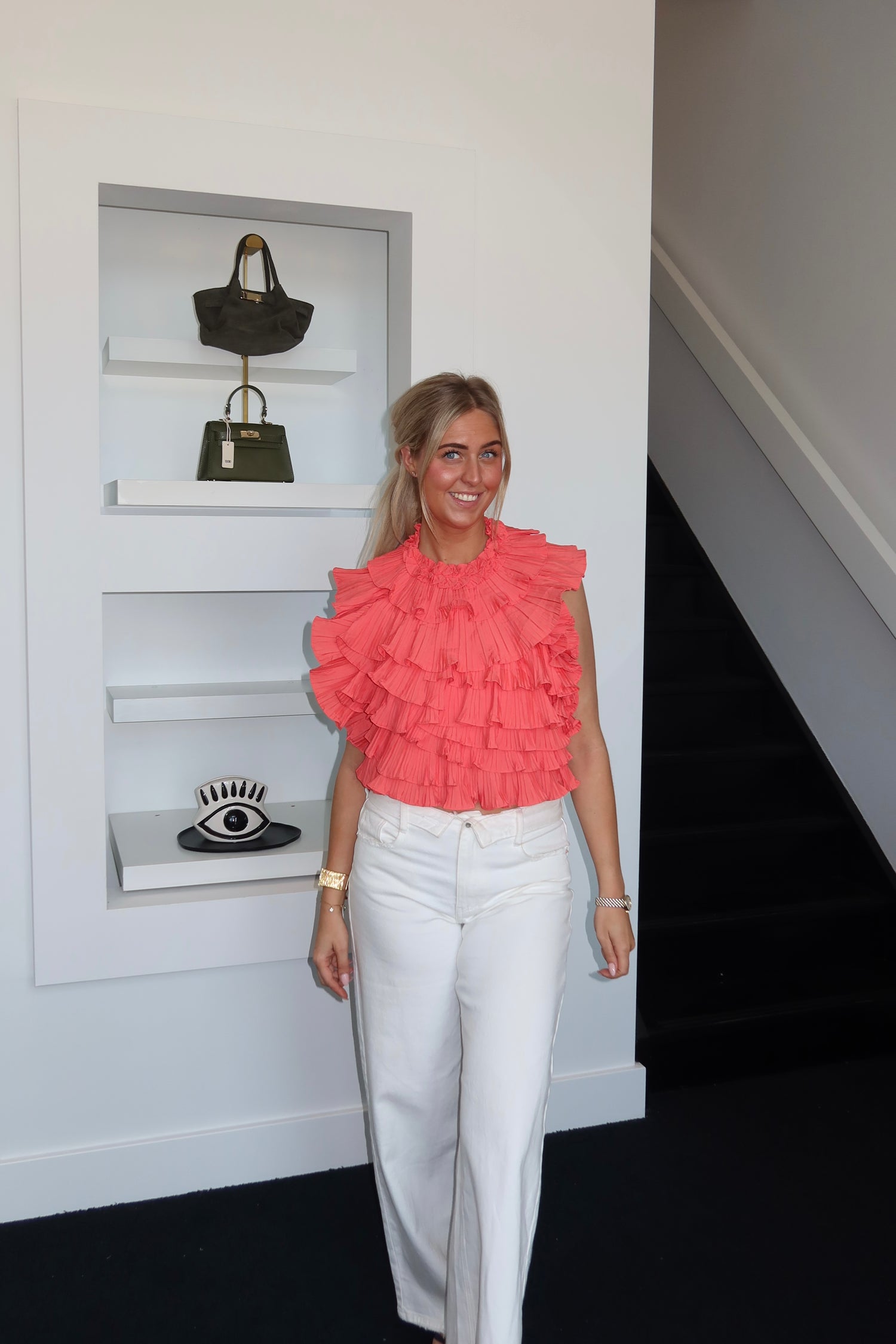 Backless Ruffle top Coral