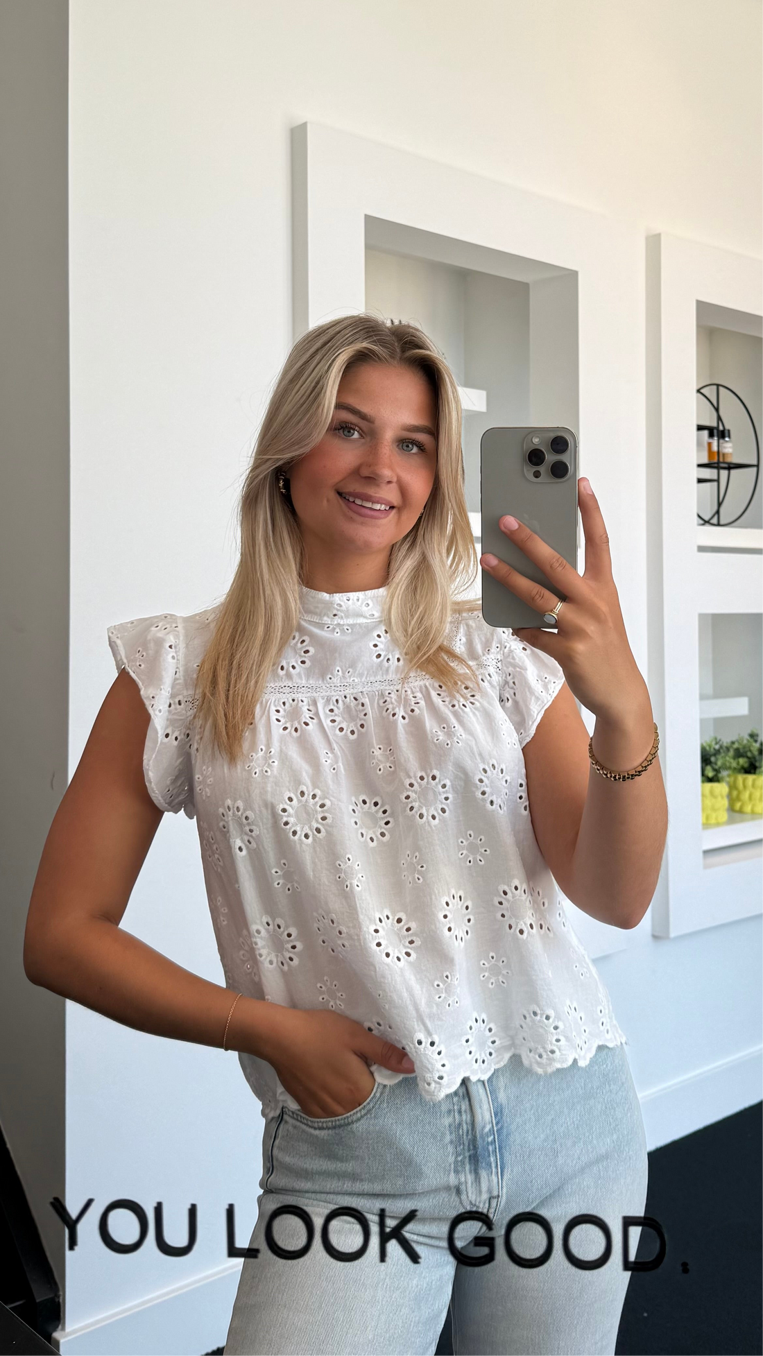 Broderie Breeze Top White