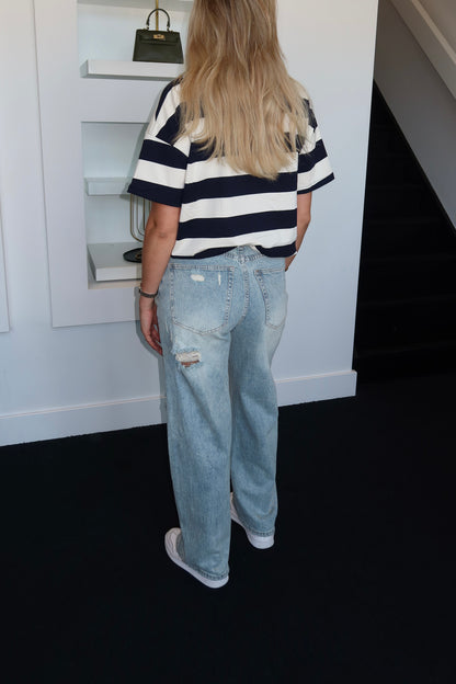 SeeSee Fold Over Ripped Jeans A5224