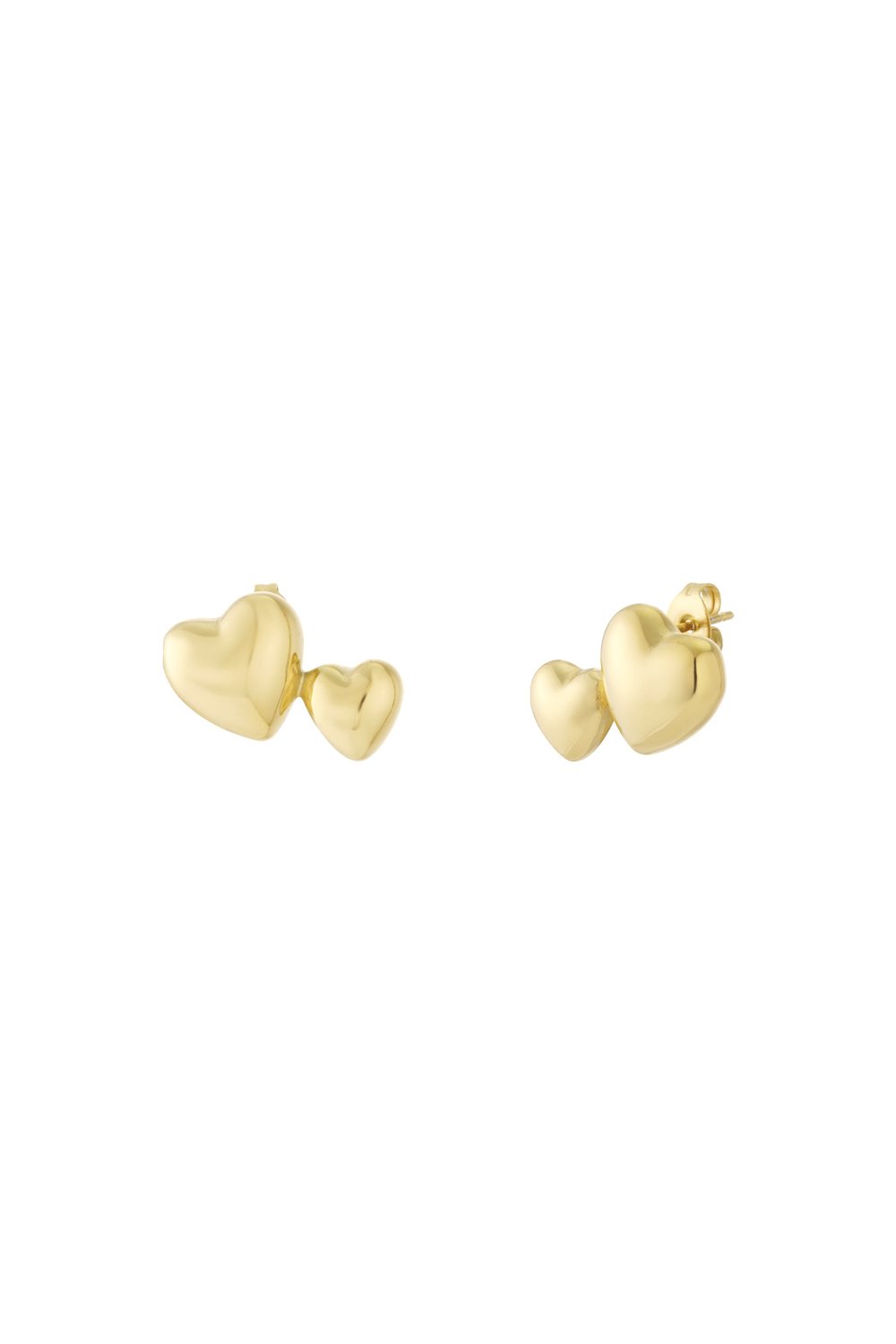 Double Heart Studs Gold