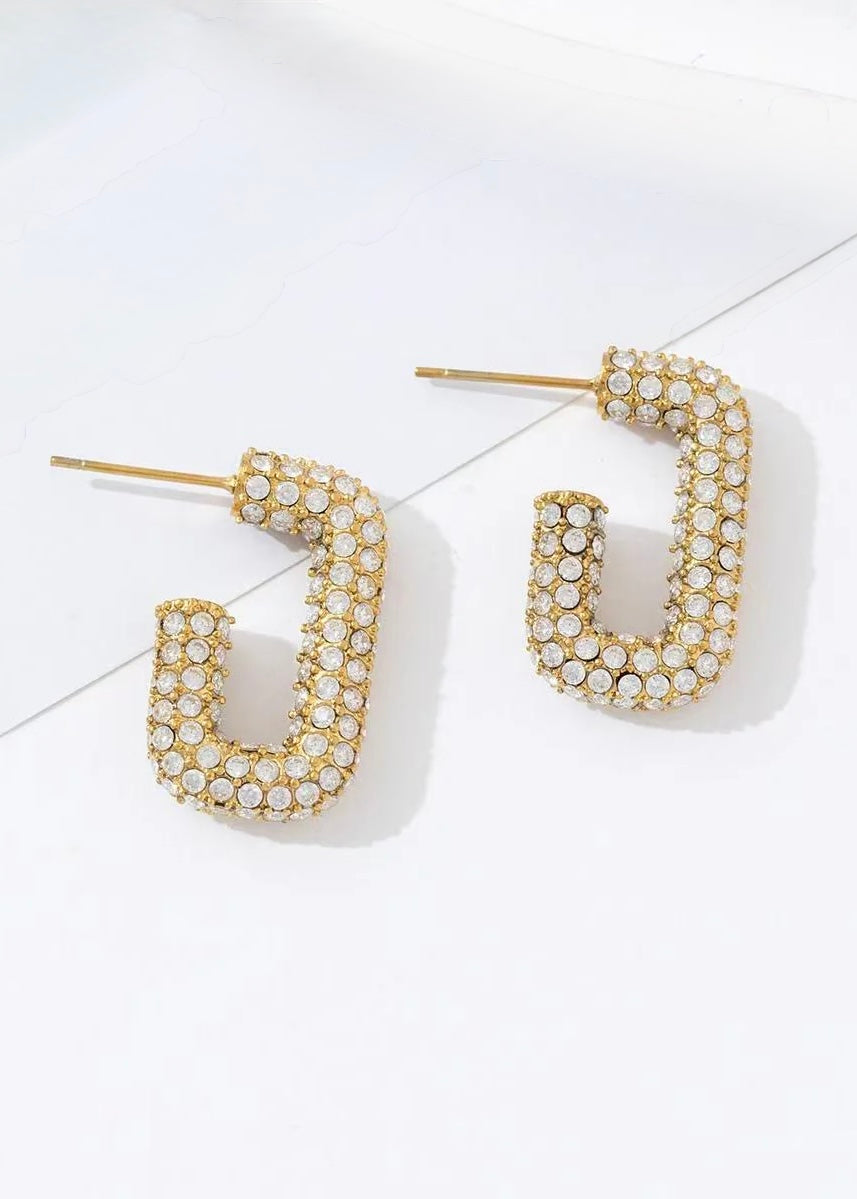 Square Diamond Earrings Gold