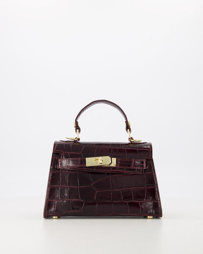 Kella Croco Leather Bag Bordeaux
