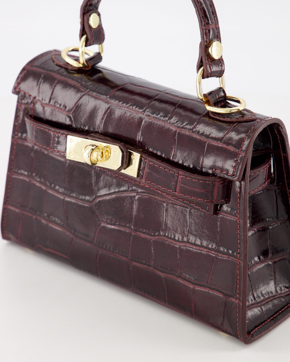 Kella Croco Leather Bag Bordeaux