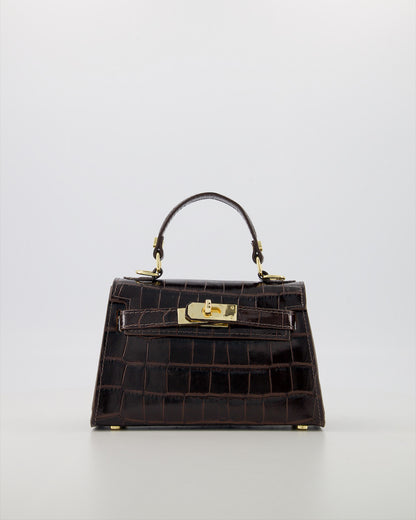 Kella Croco Leather Bag Brown