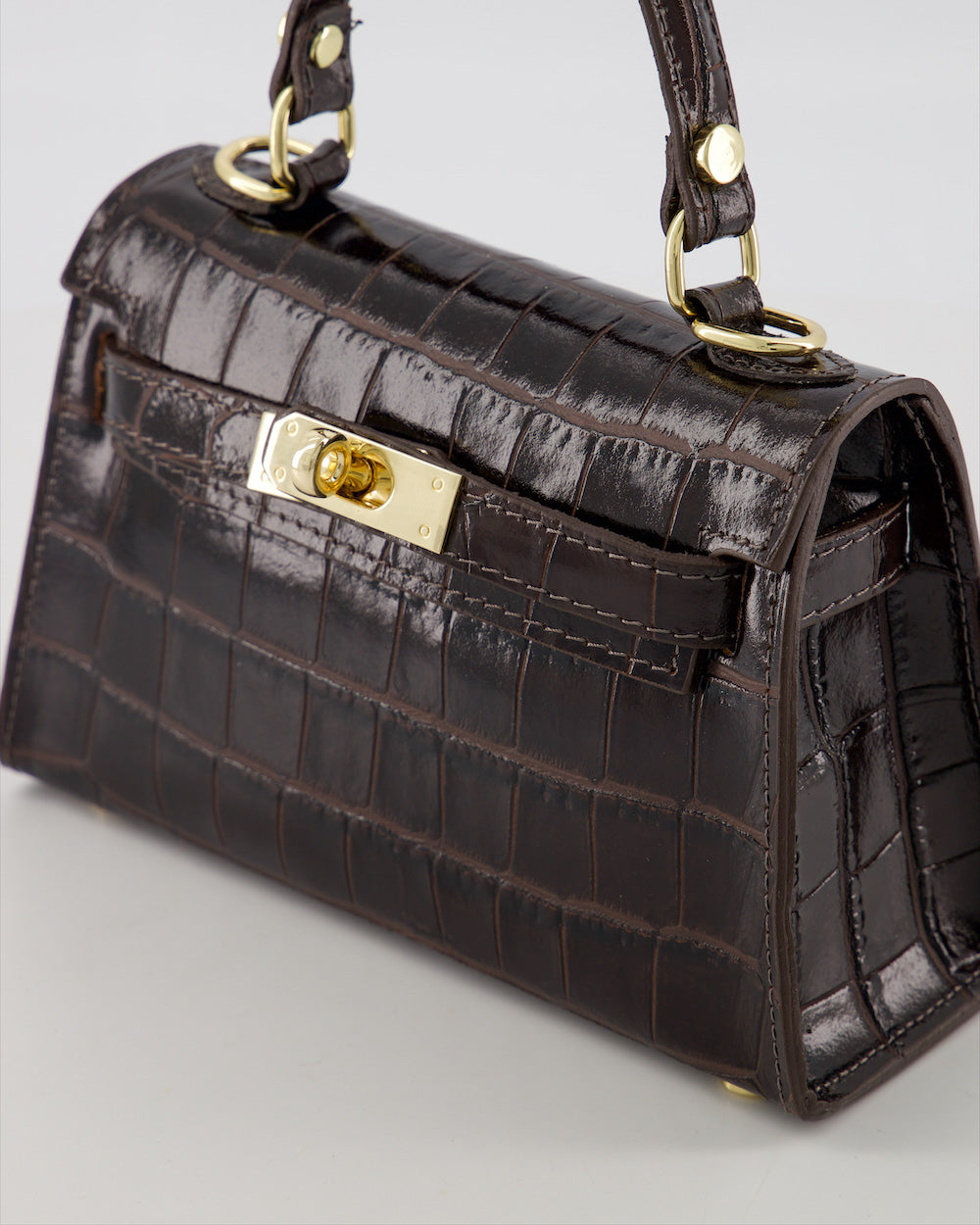 Kella Croco Leather Bag Brown