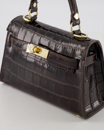 Kella Croco Leather Bag Brown