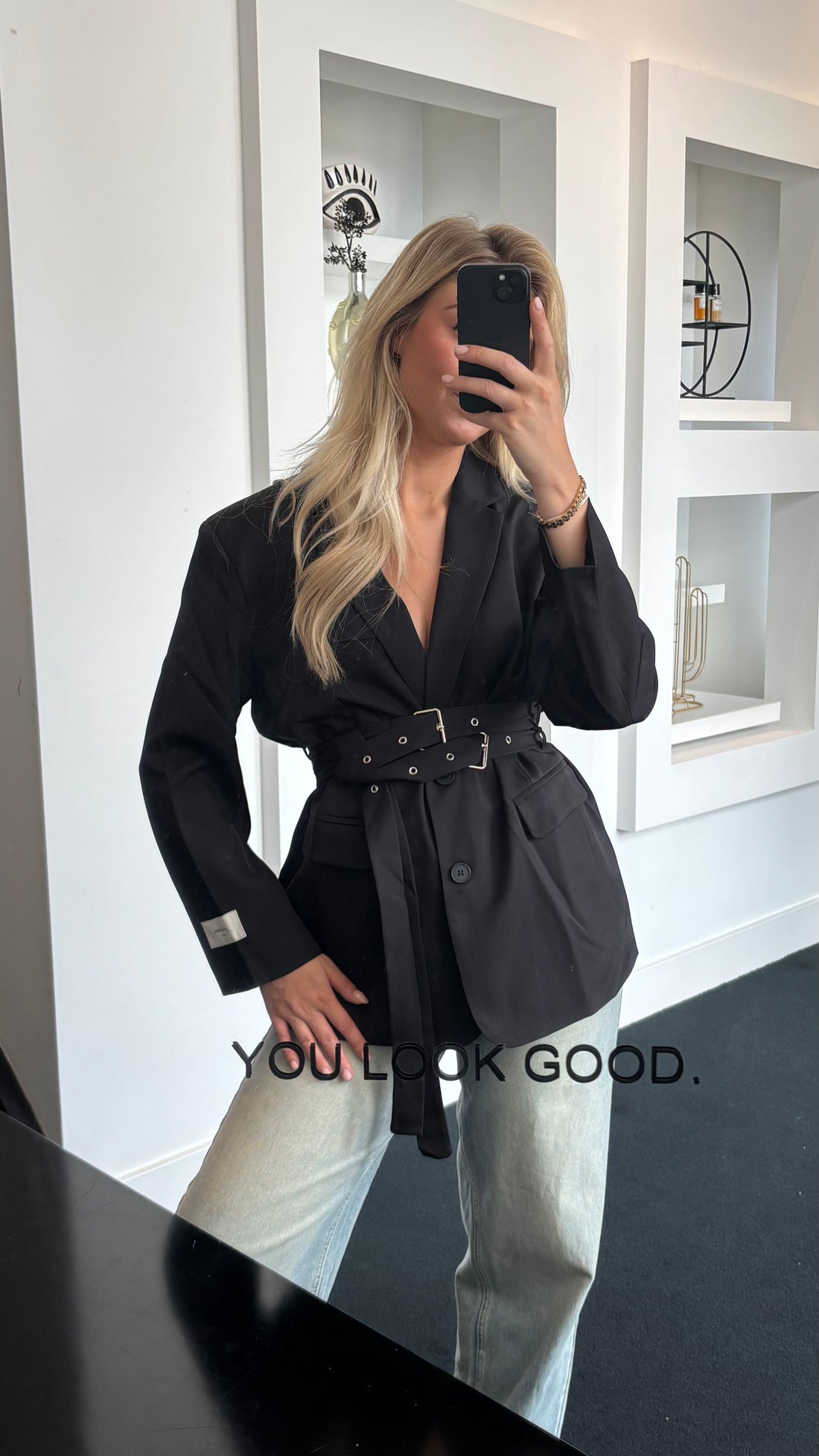 Gianna Belted Blazer Black