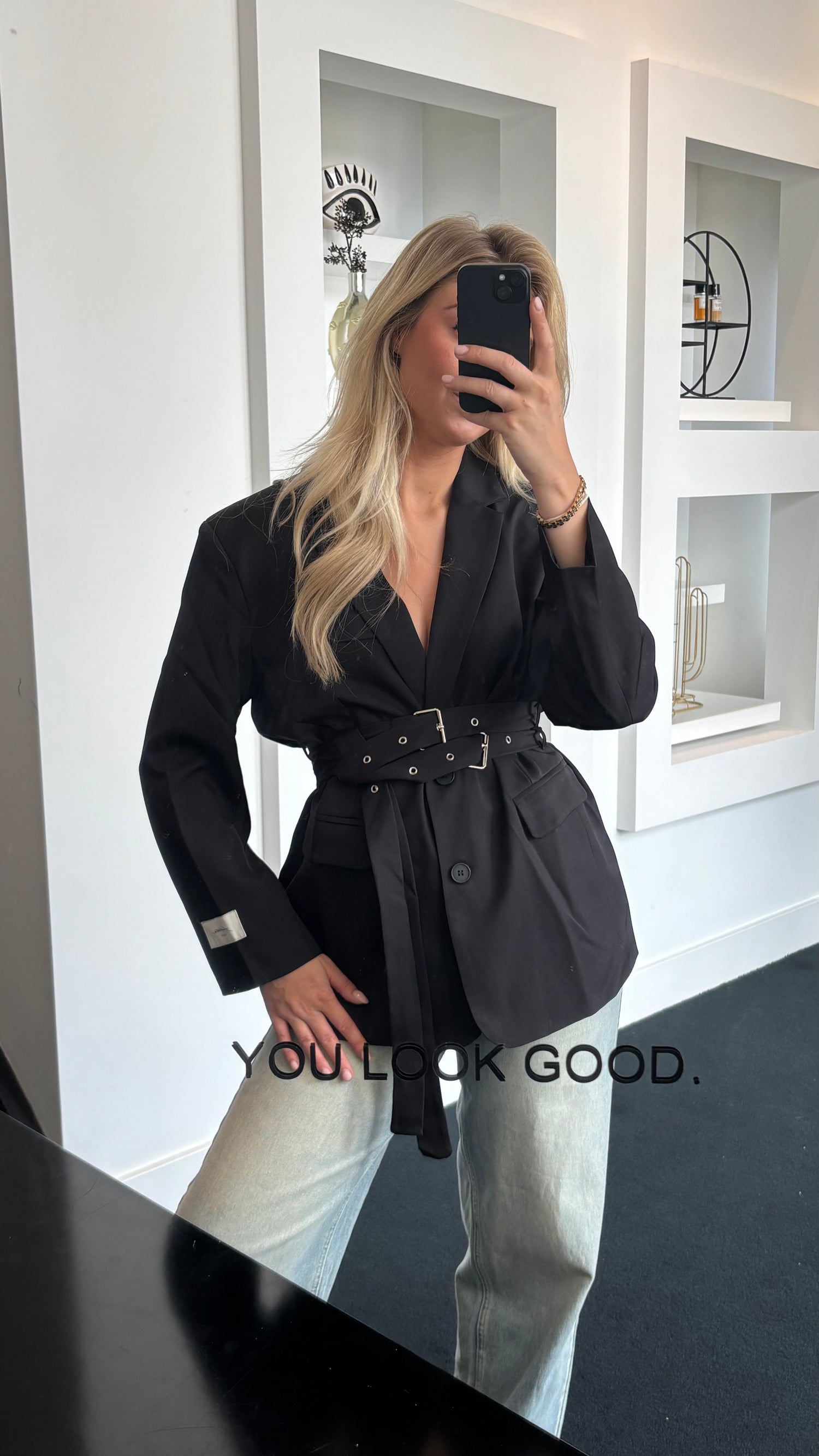 Gianna Belted Blazer Black