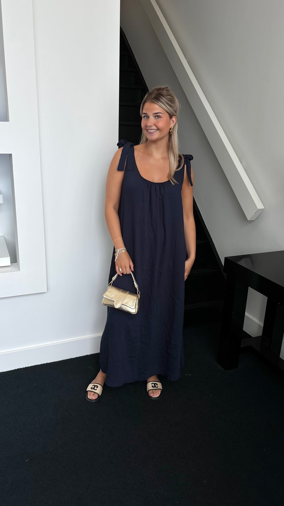 Bow Maxi Dress Navy