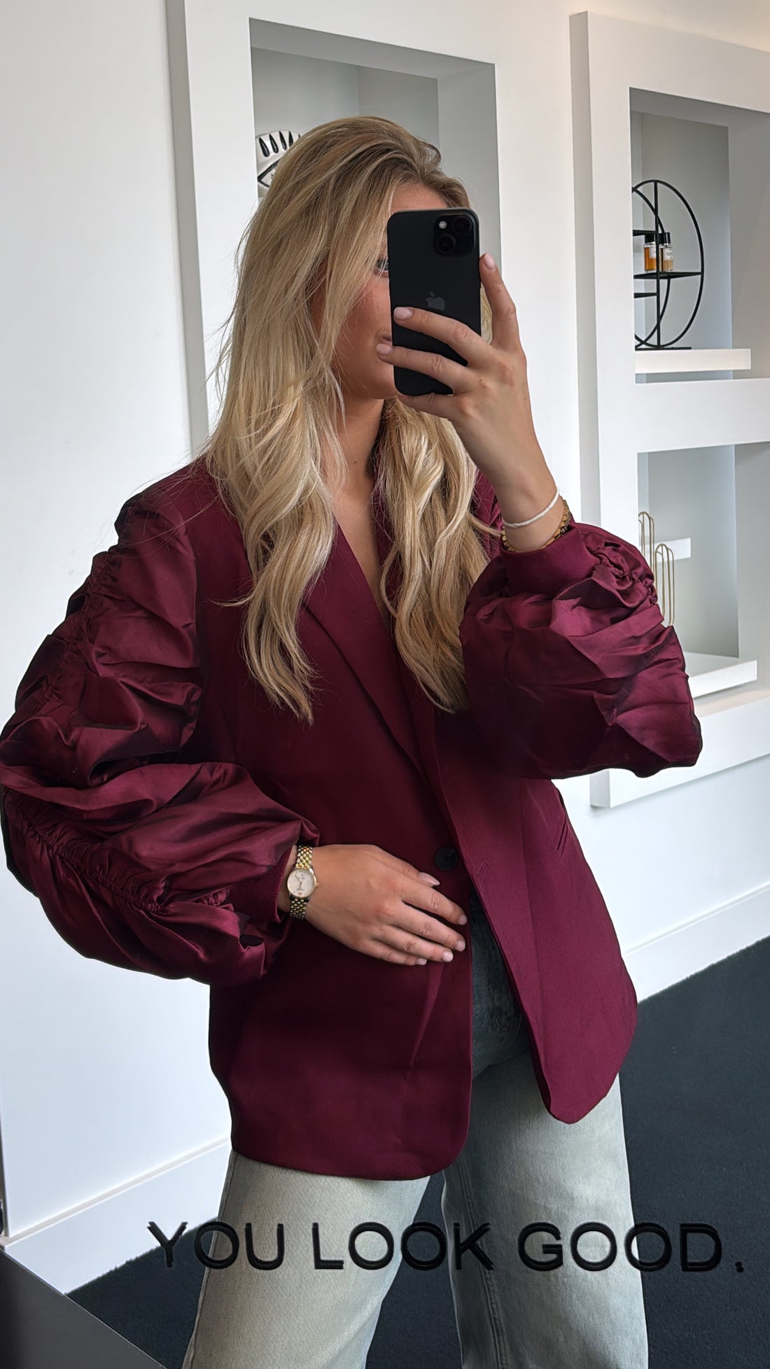 Maeve Bomber Blazer Burgundy