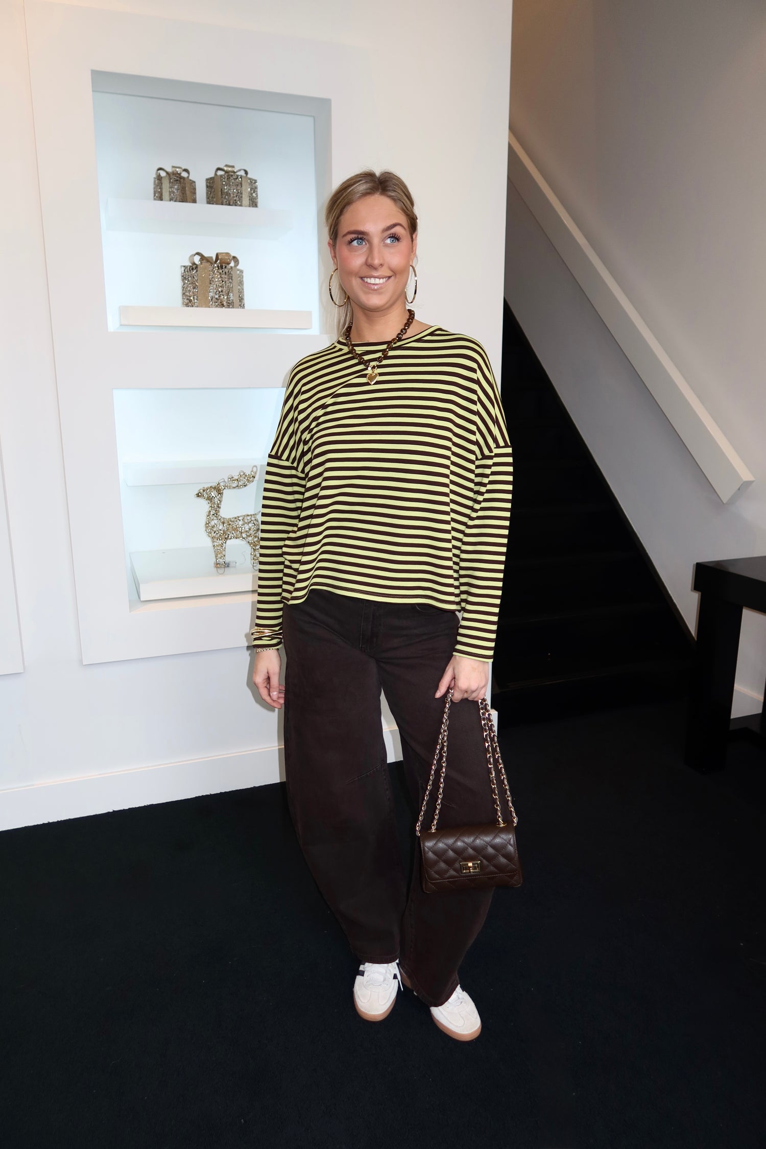 Striped Long Sleeve Choco Mint