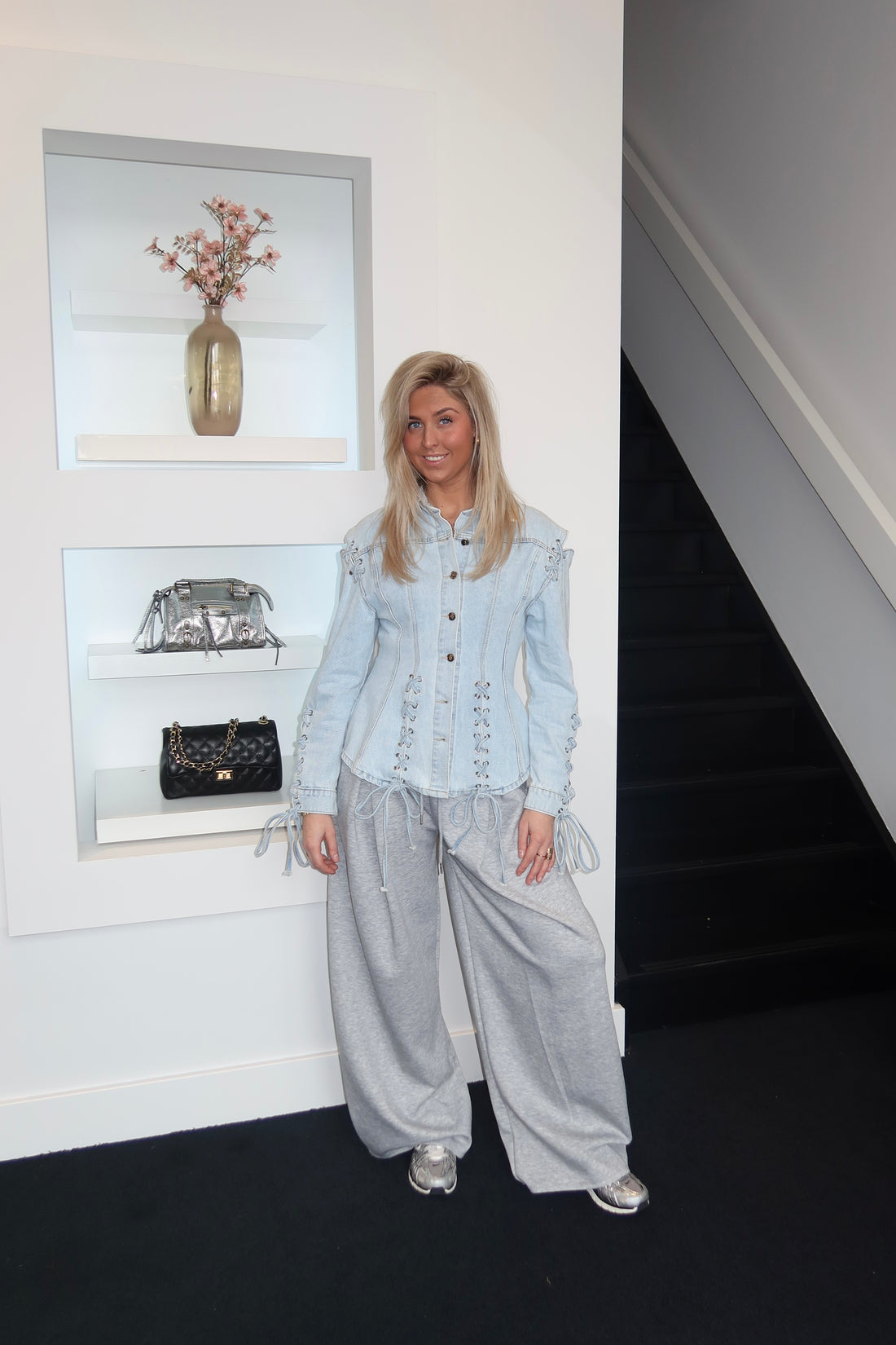 Lace Up Denim Jacket 2576