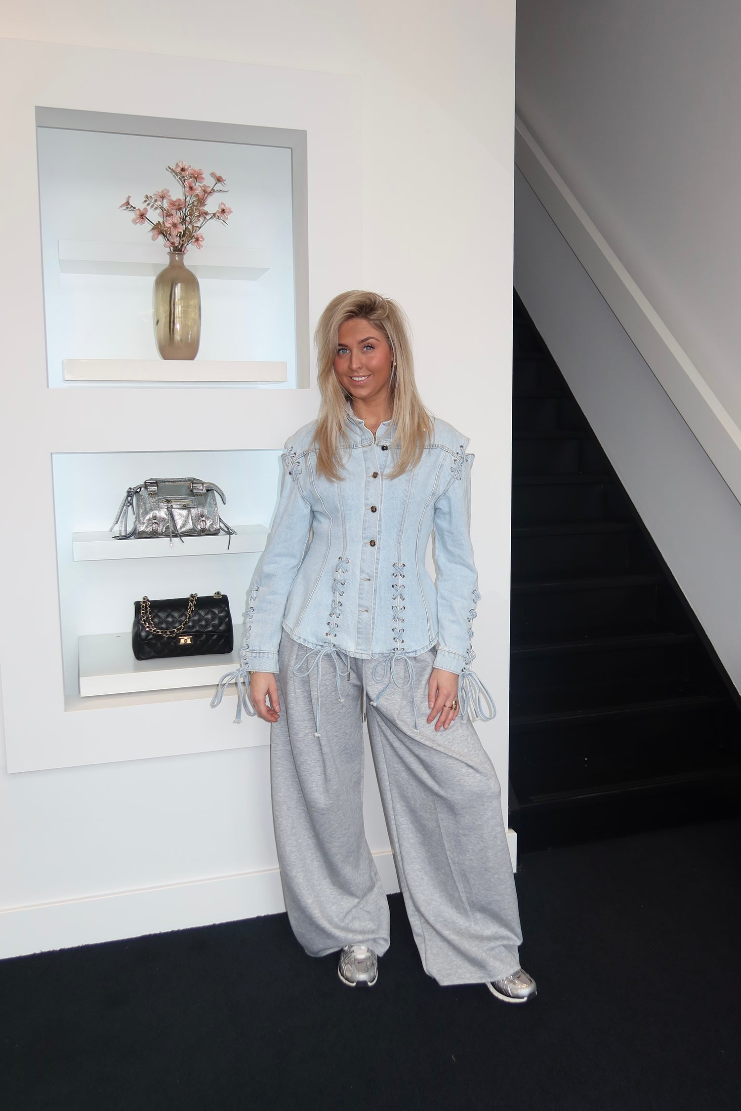 Lace Up Denim Jacket 2576