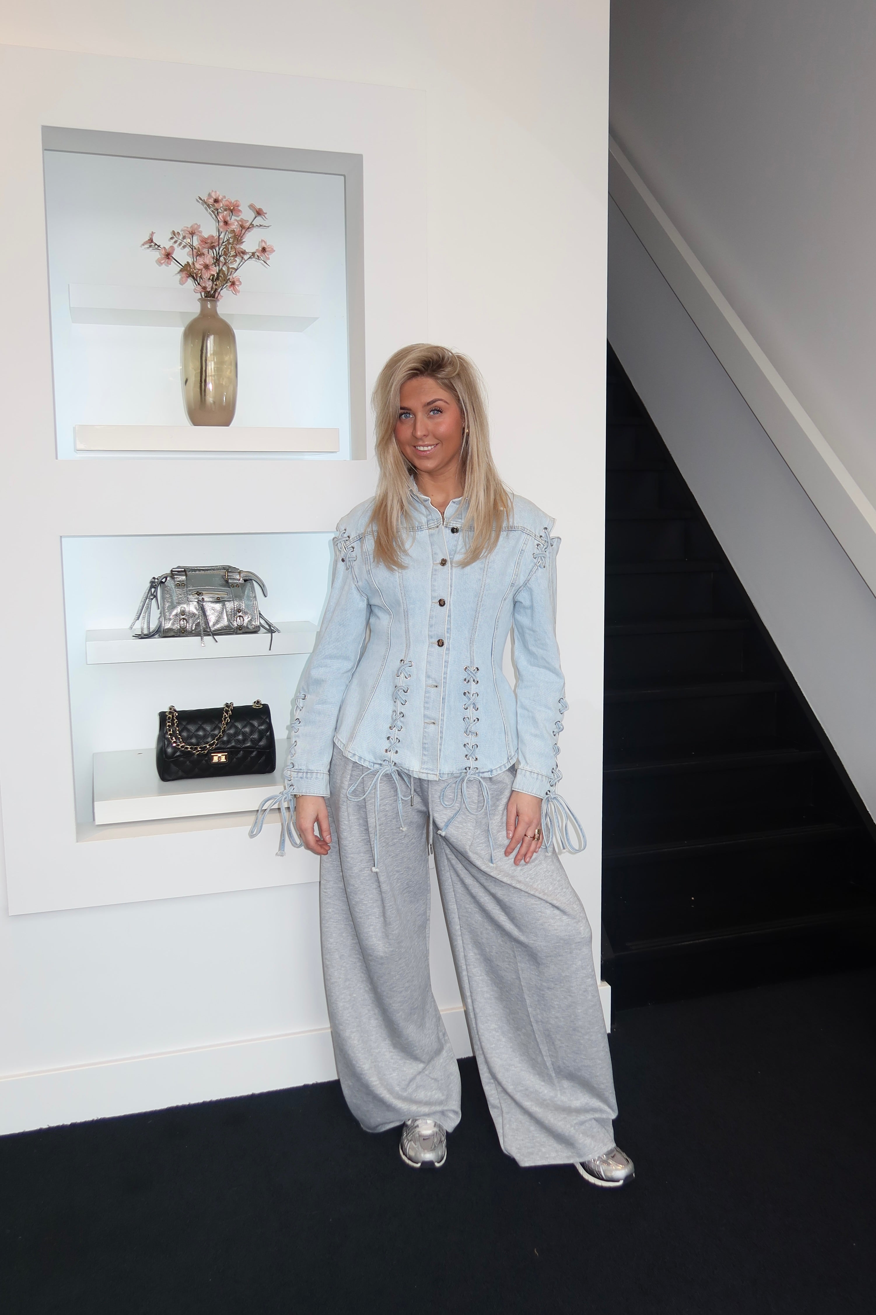 Lace Up Denim Jacket 2576