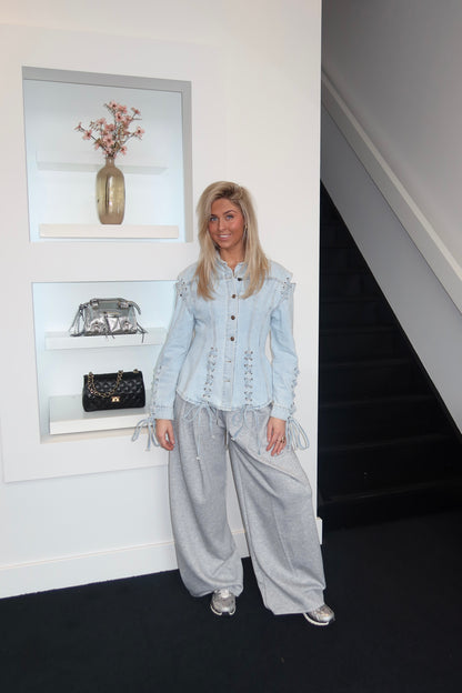 Lace Up Denim Jacket 2576