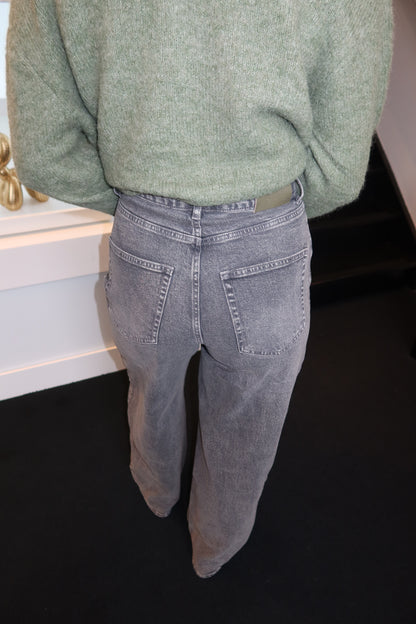 QH High Waist Wide Leg Jeans Grey 3855 (Tall Girl Approved)