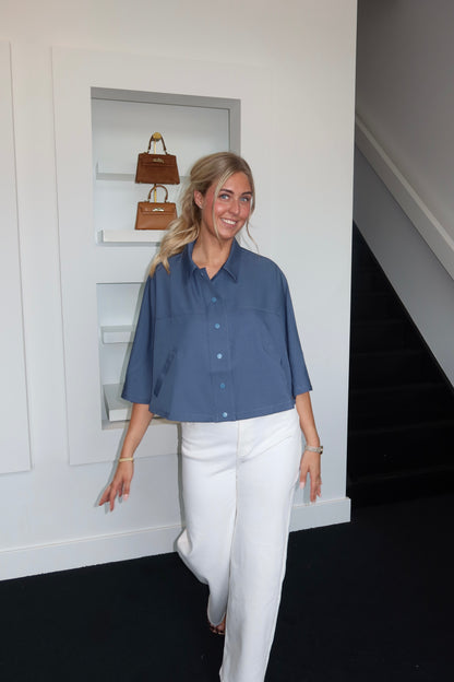 Cape Blouse Ambika Denim Blue